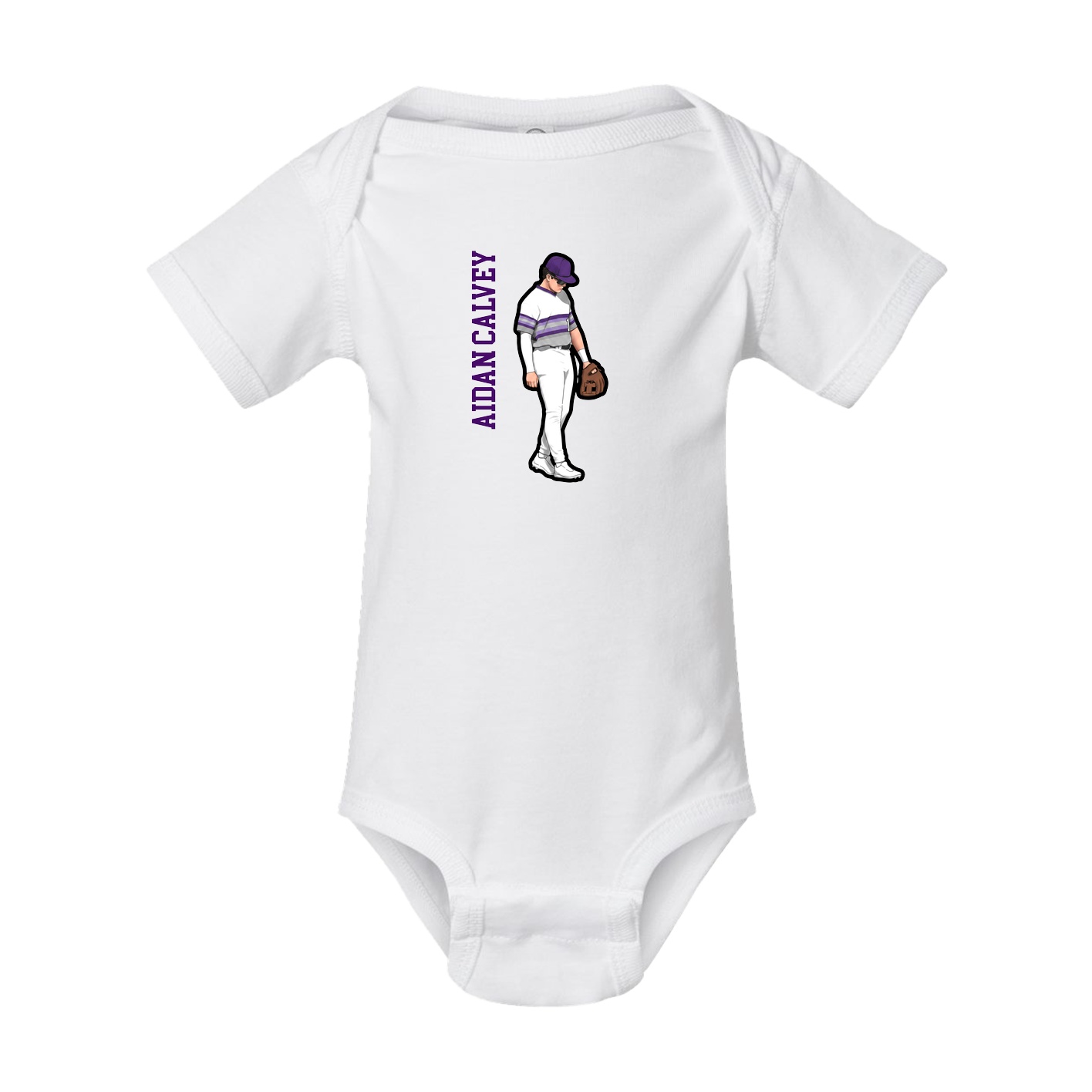 Baby Onesie — Name Vertical in White