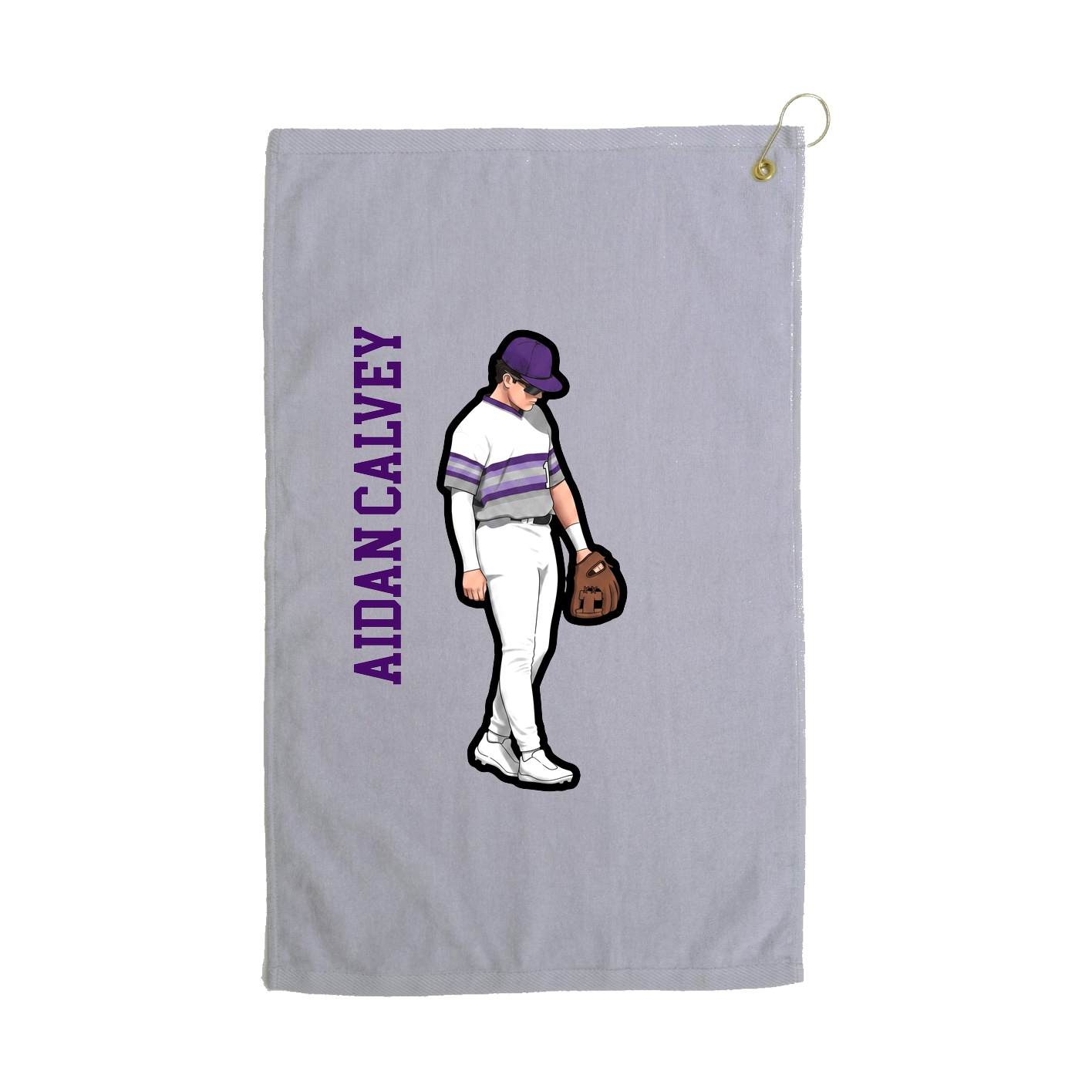 Golf Towel — Name Vertical in Grey