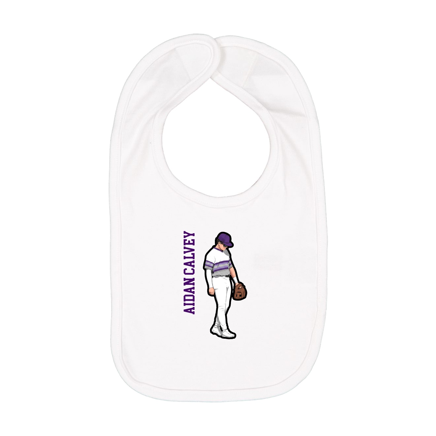 Infant Bib — Name Vertical in White