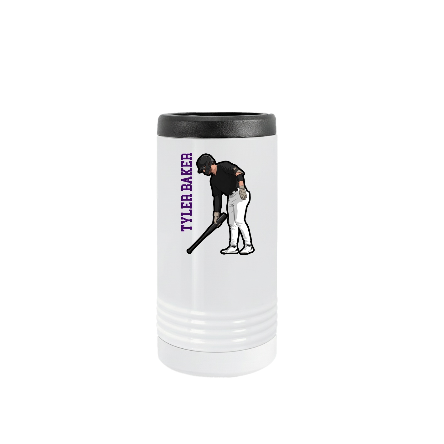 Slim Beverage Holder — Name Vertical in White
