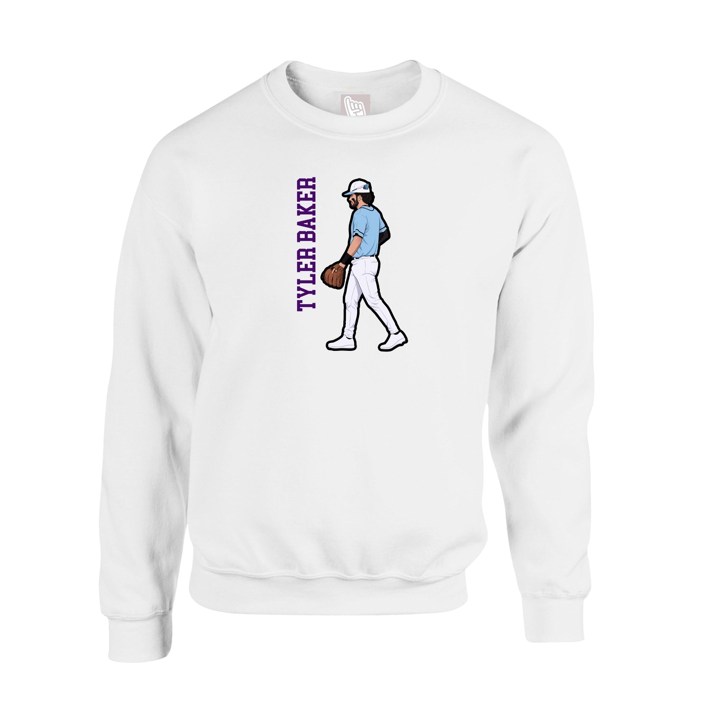 Fleece Crew — Name Vertical in White
