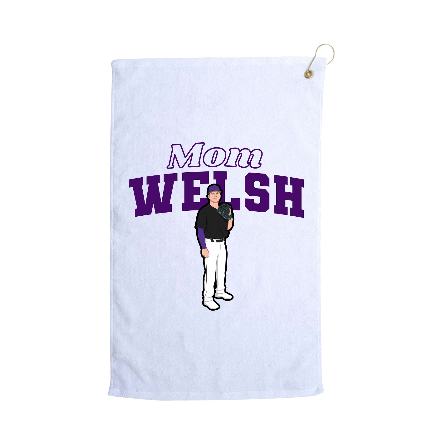 Golf Towel — Mothers Day Block in White