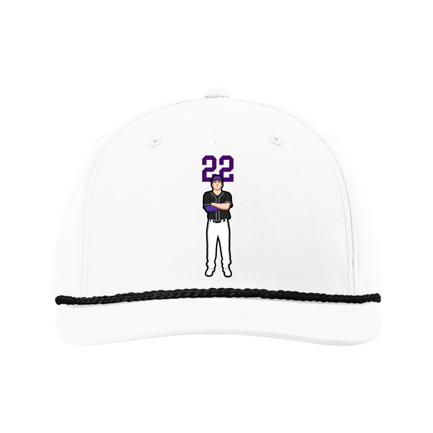 Five-Panel Classic Rope Cap — Number Top in White