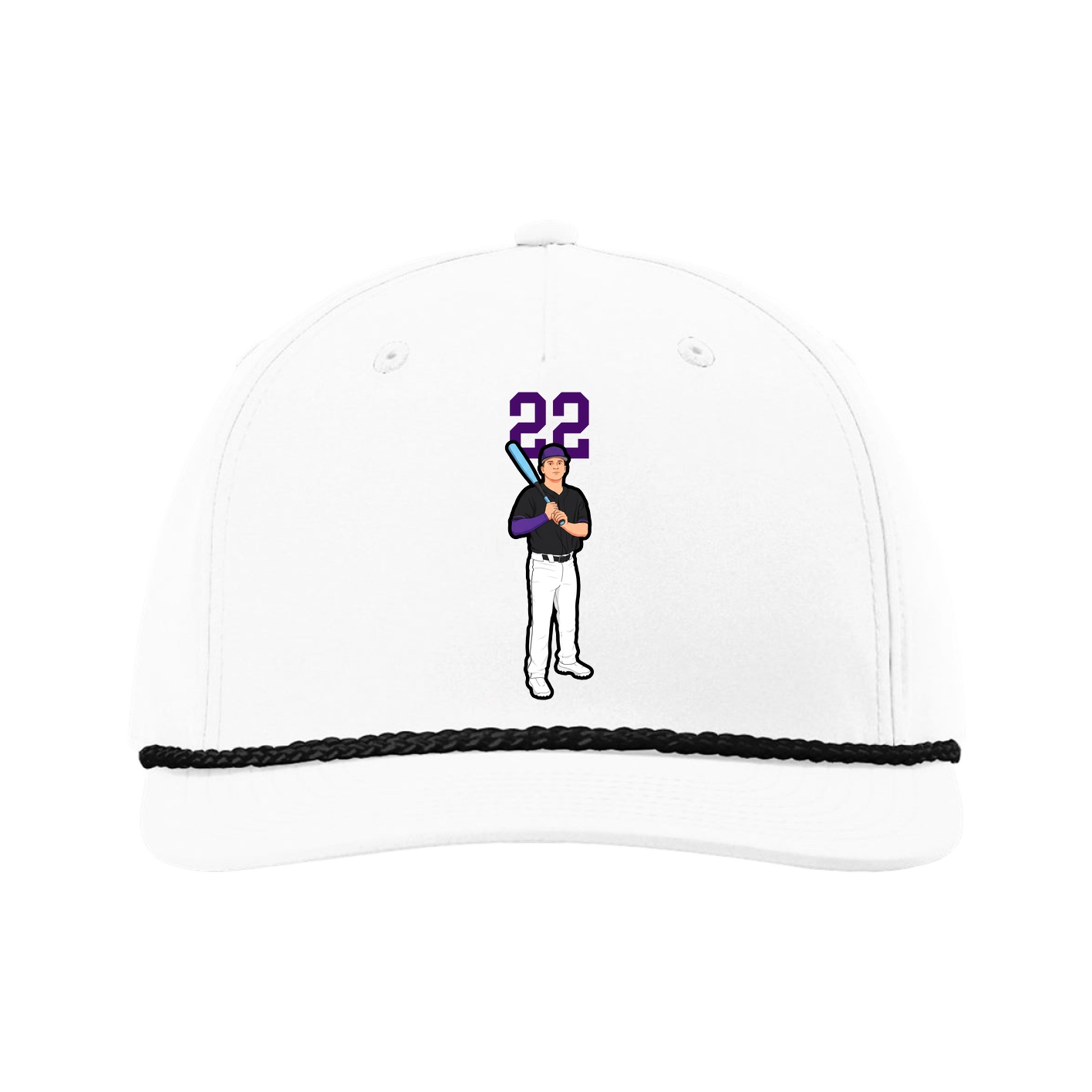 Five-Panel Classic Rope Cap — Number Top in White