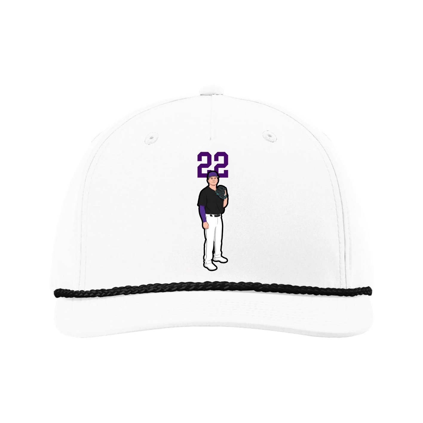 Five-Panel Classic Rope Cap — Number Top in White