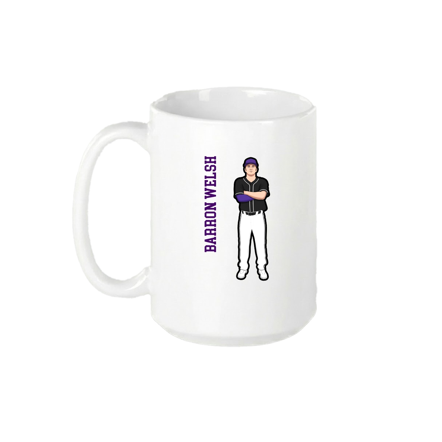 15oz Coffee Mug — Name Vertical in White