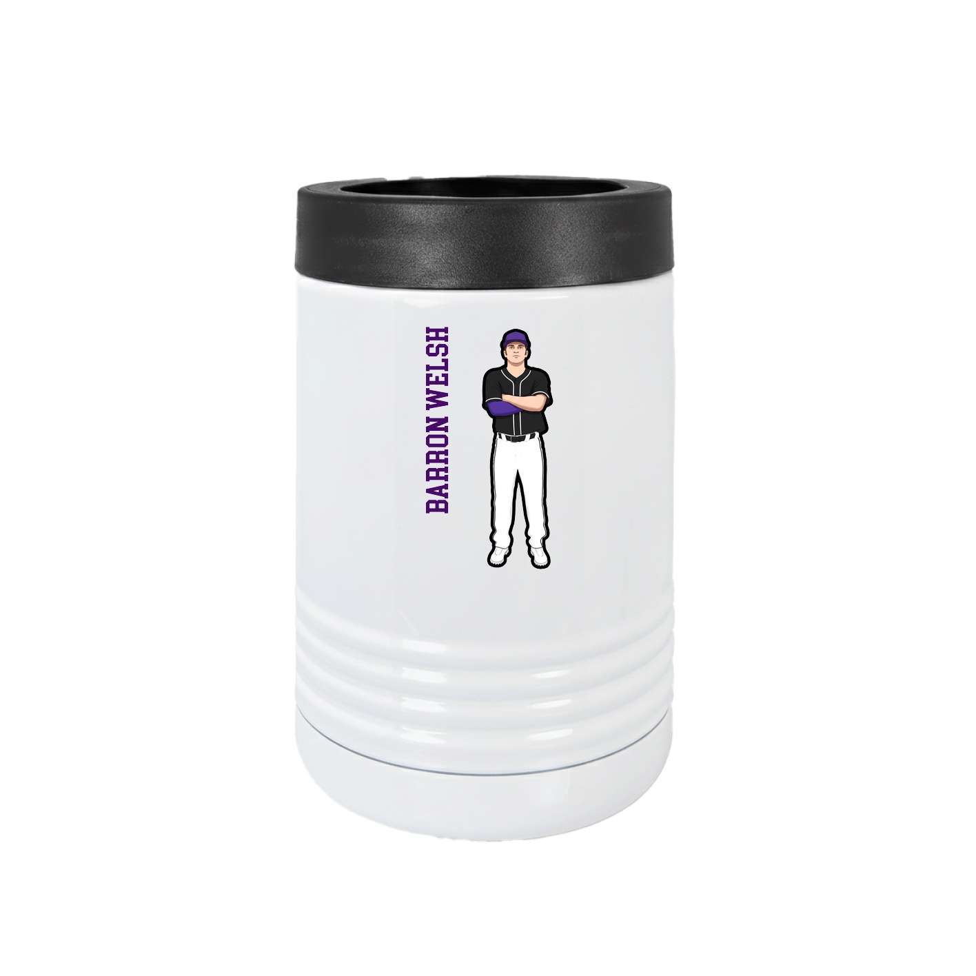Beverage Holder — Name Vertical in White