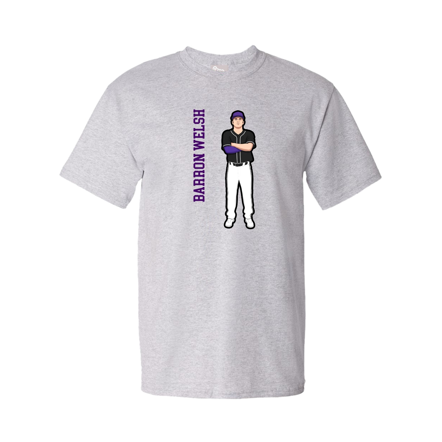 Youth Tee — Name Vertical in Grey