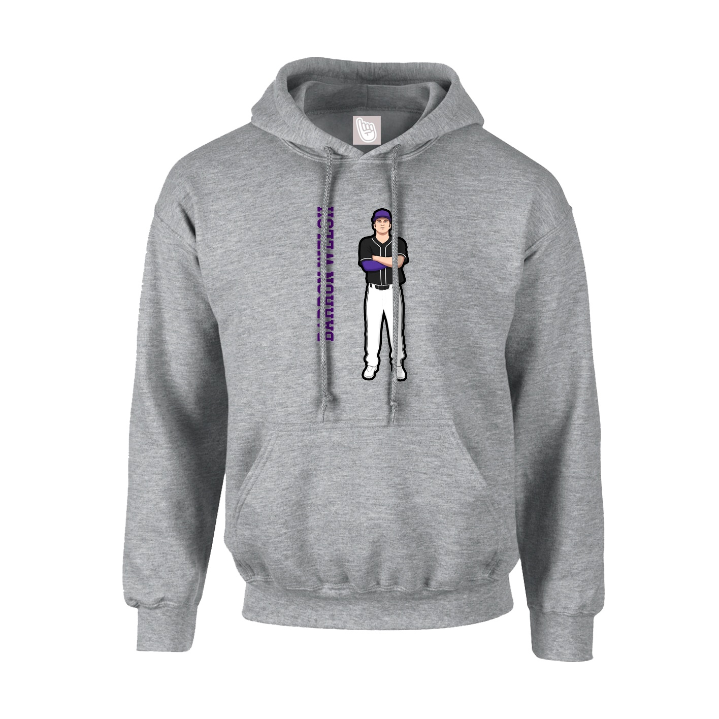 Hoodie — Name Vertical in Grey
