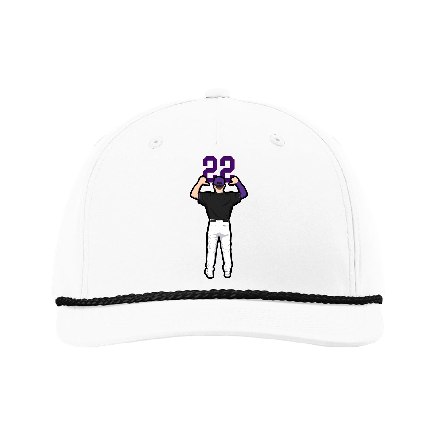 Five-Panel Classic Rope Cap — Number Top in White