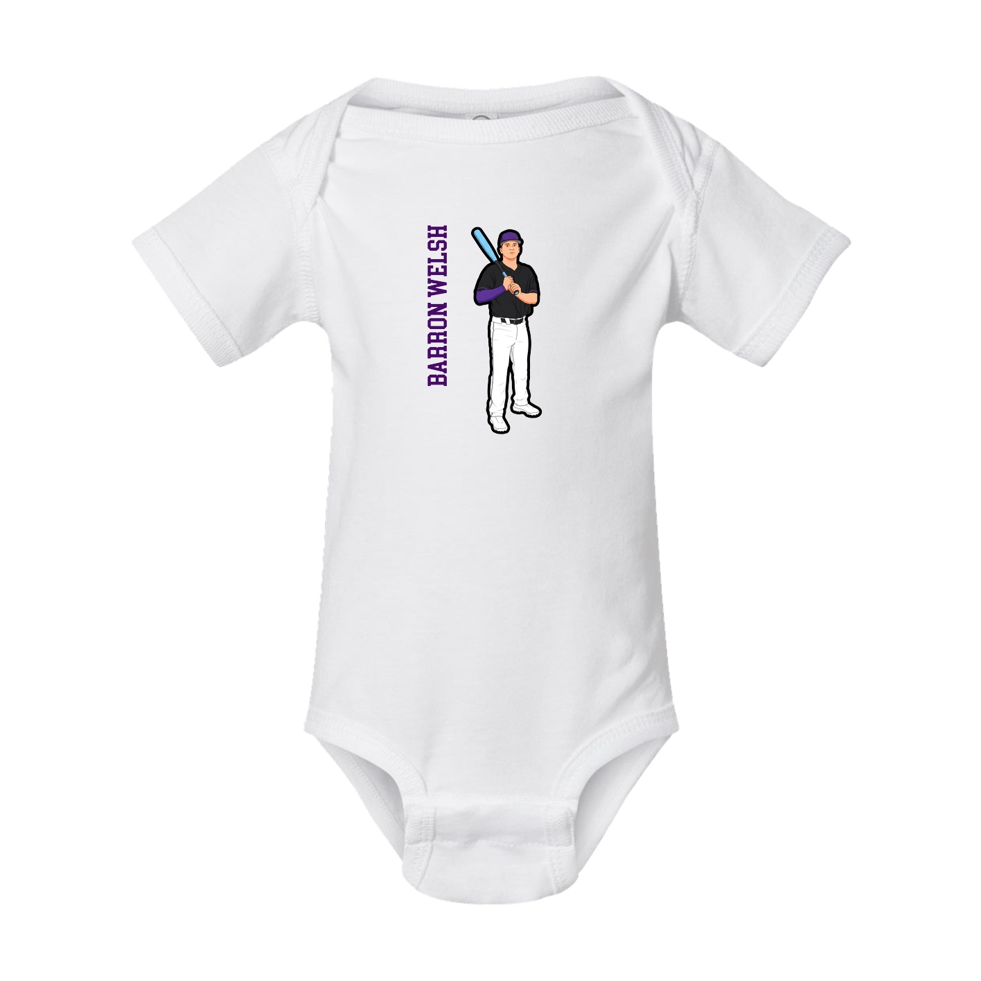 Baby Onesie — Name Vertical in White