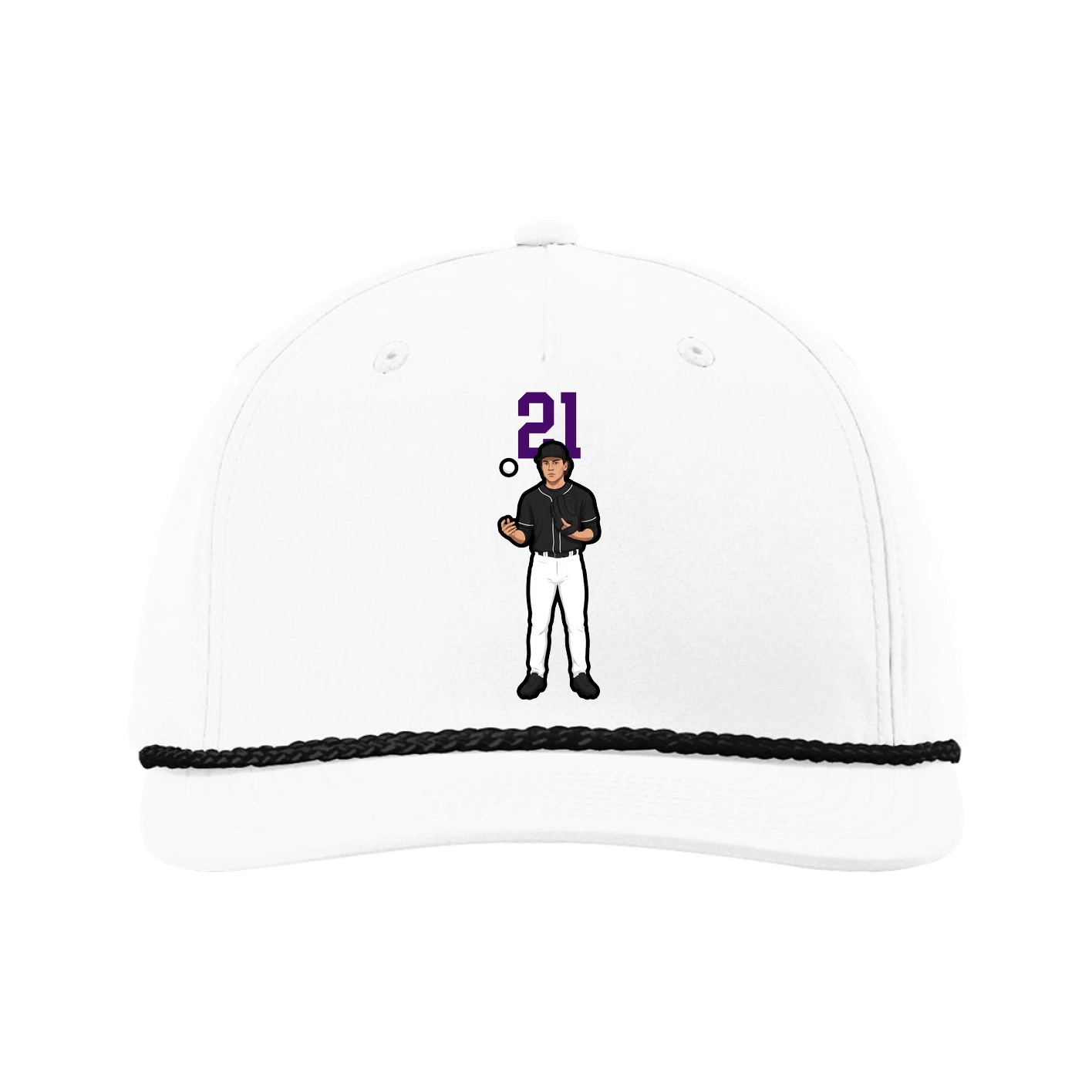 Five-Panel Classic Rope Cap — Number Top in White