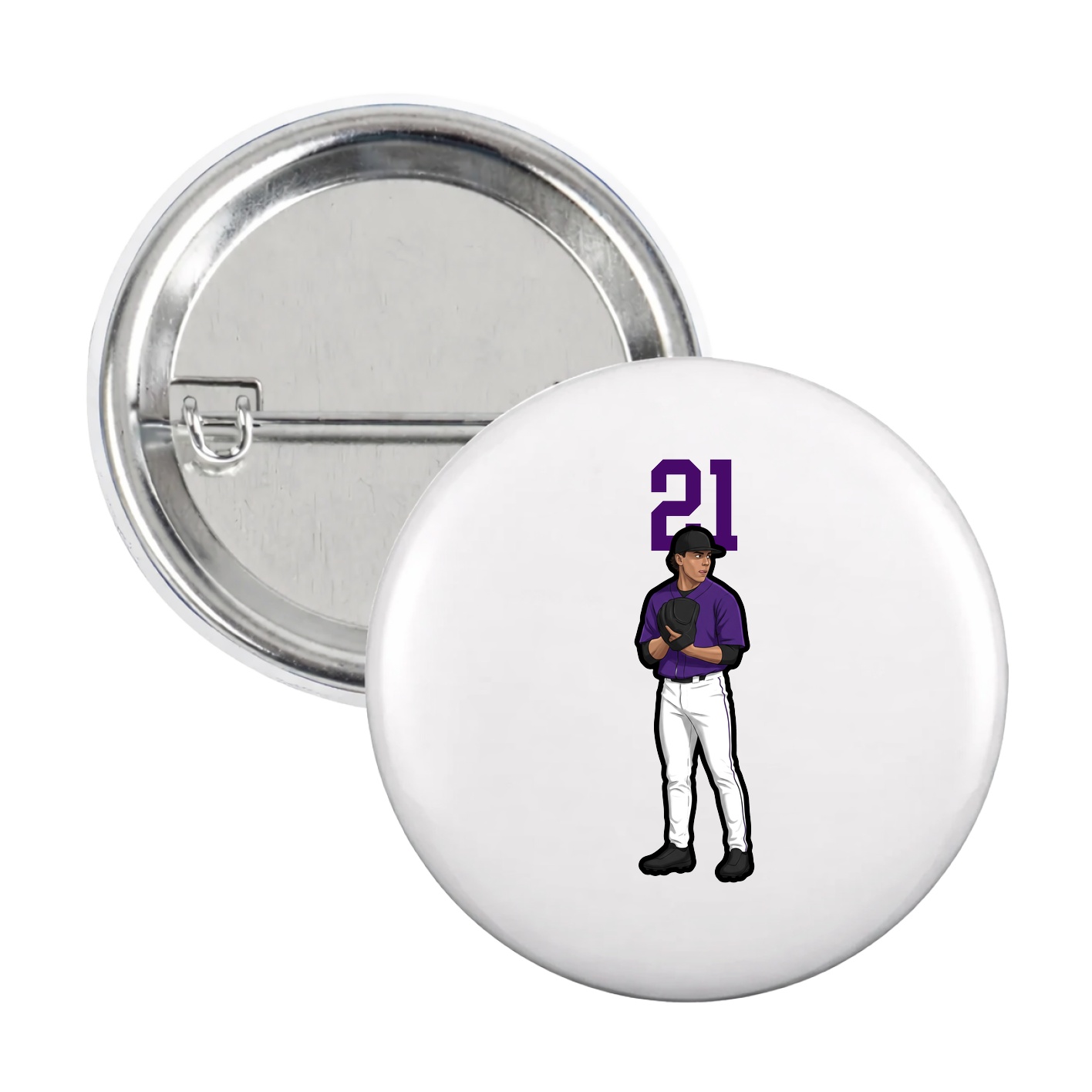 Game Day Button — Number Top in White