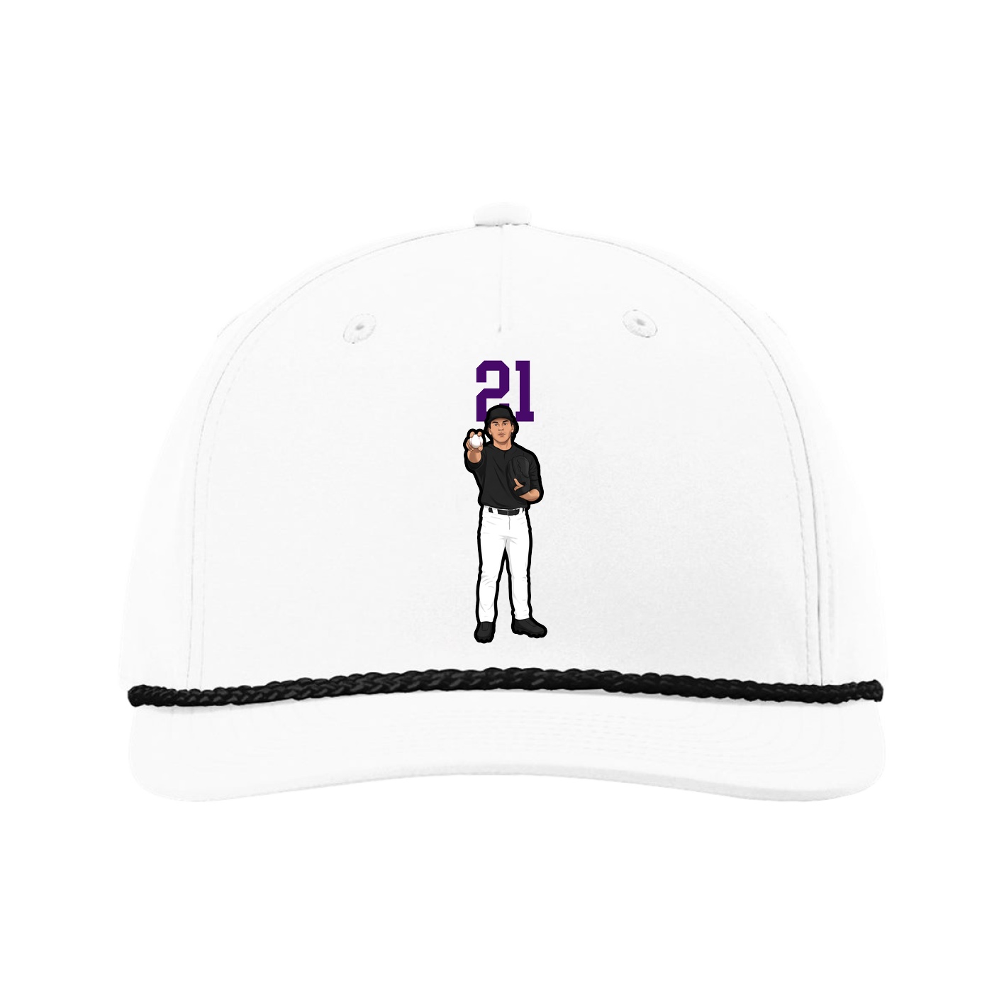 Five-Panel Classic Rope Cap — Number Top in White