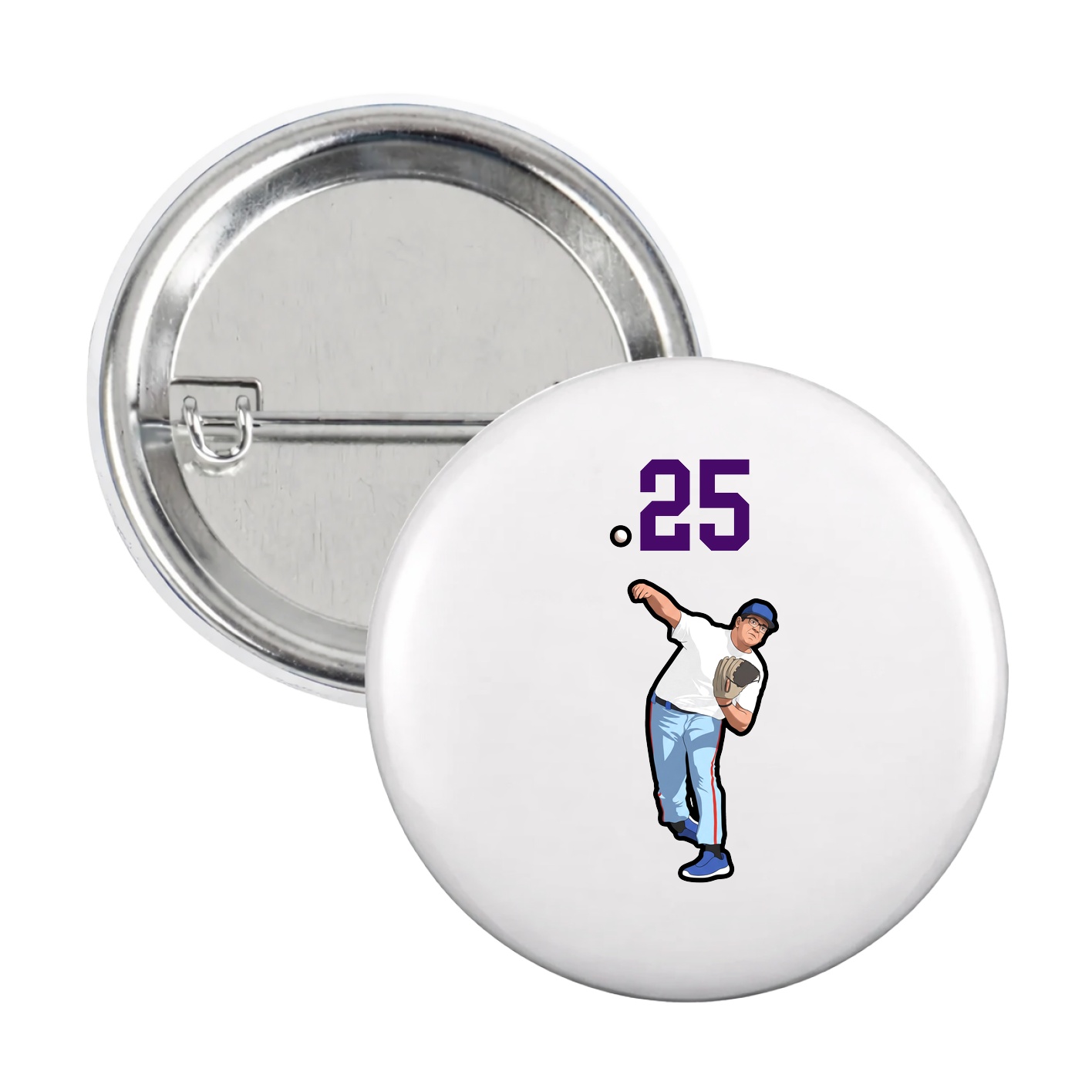 Game Day Button — Number Top in White