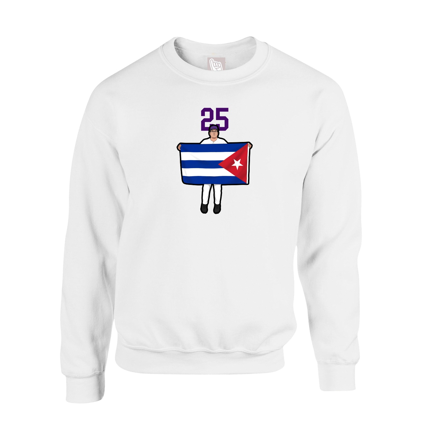 Fleece Crew — Number Top in White