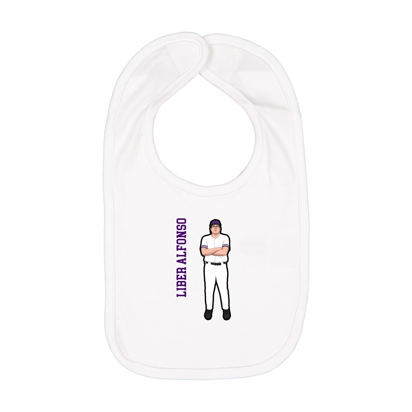 Infant Bib — Name Vertical in White
