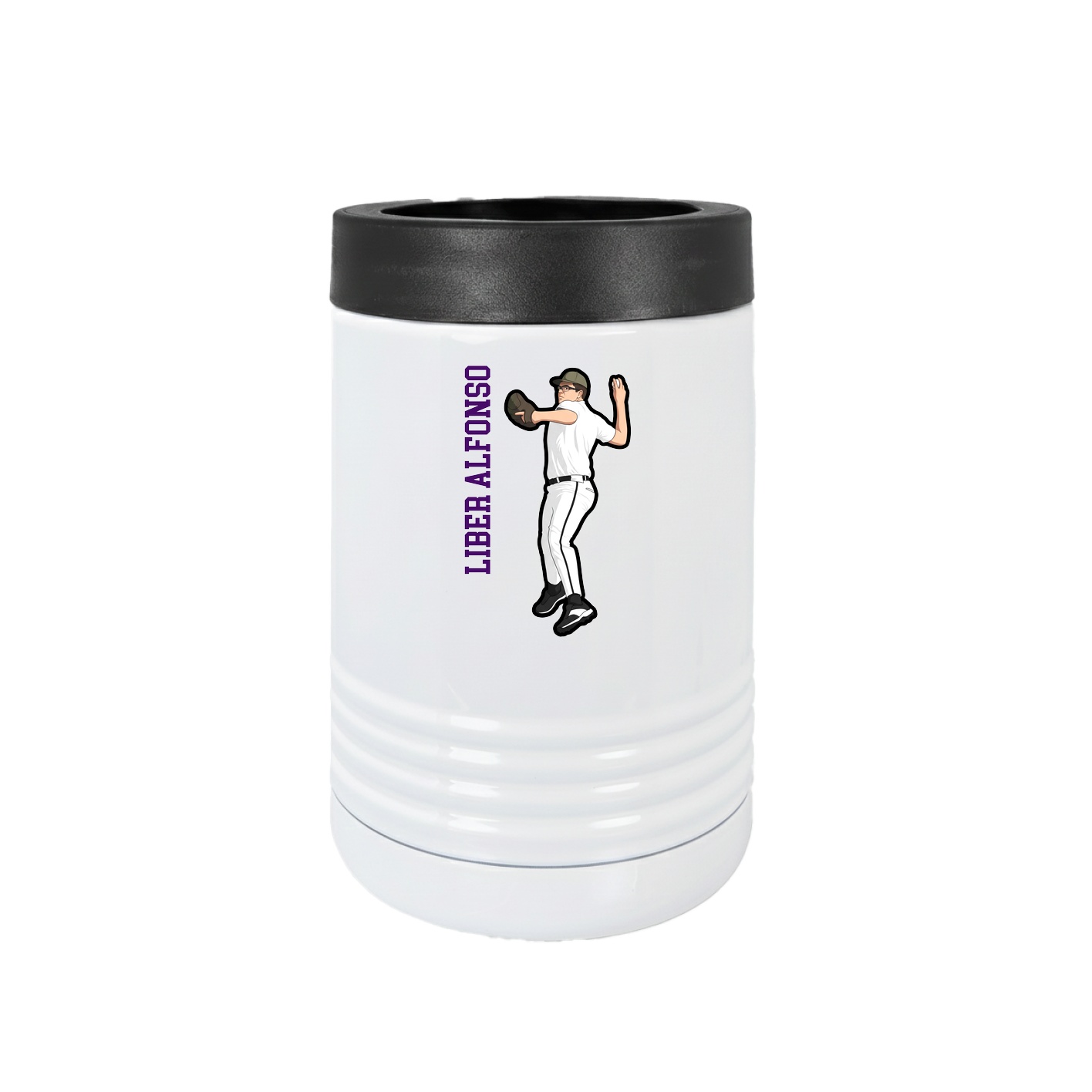 Beverage Holder — Name Vertical in White