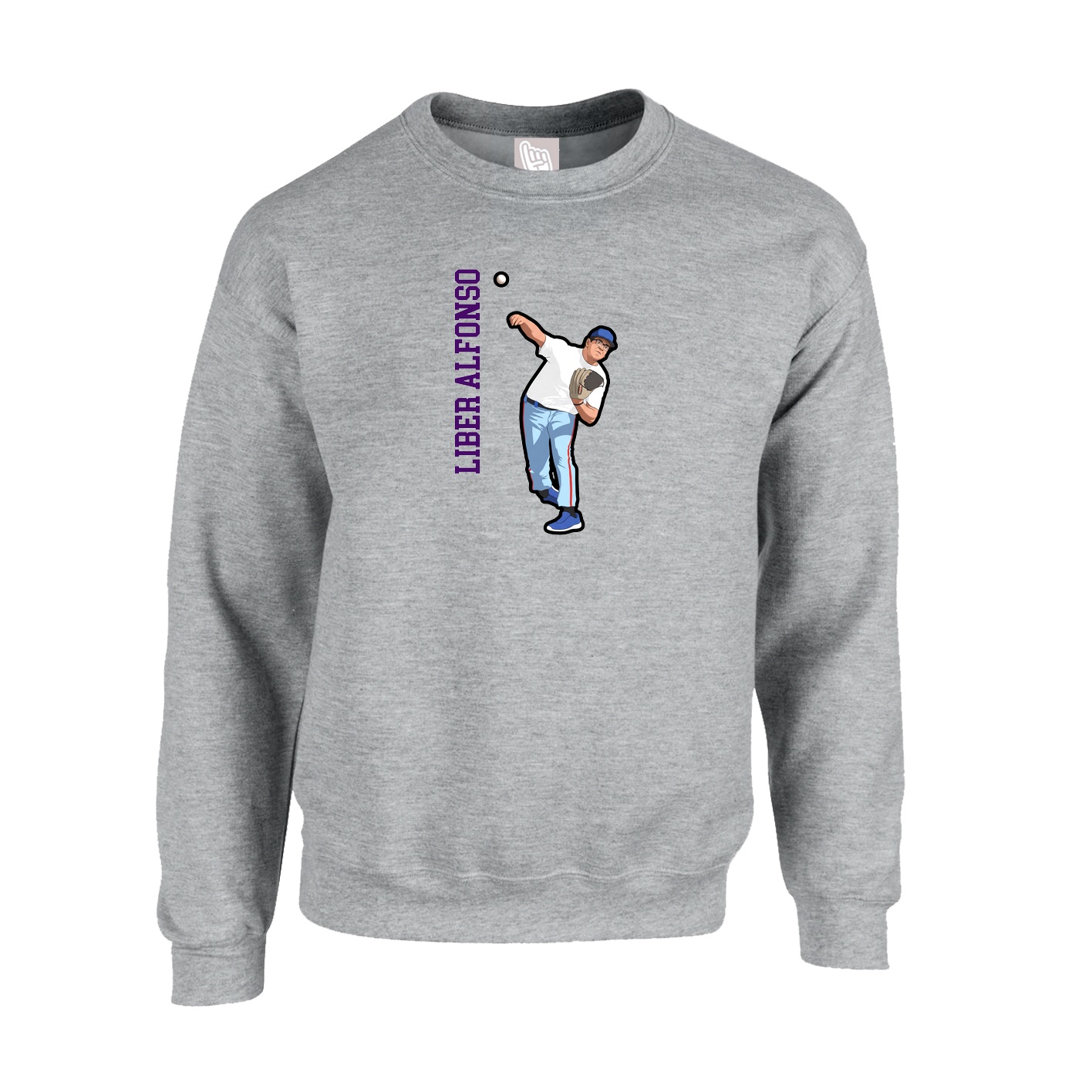 Fleece Crew — Name Vertical in Grey