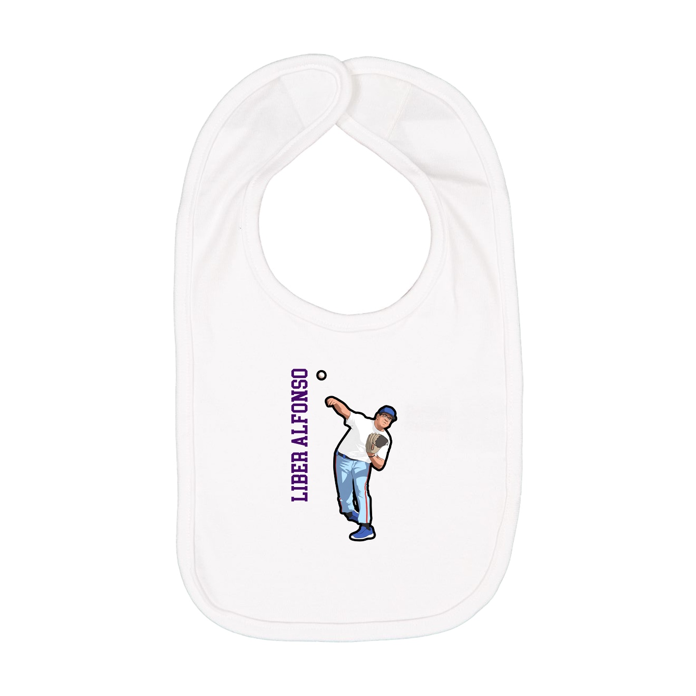 Infant Bib — Name Vertical in White