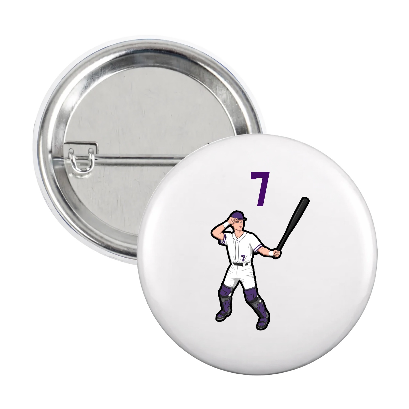 Game Day Button — Number Top in White