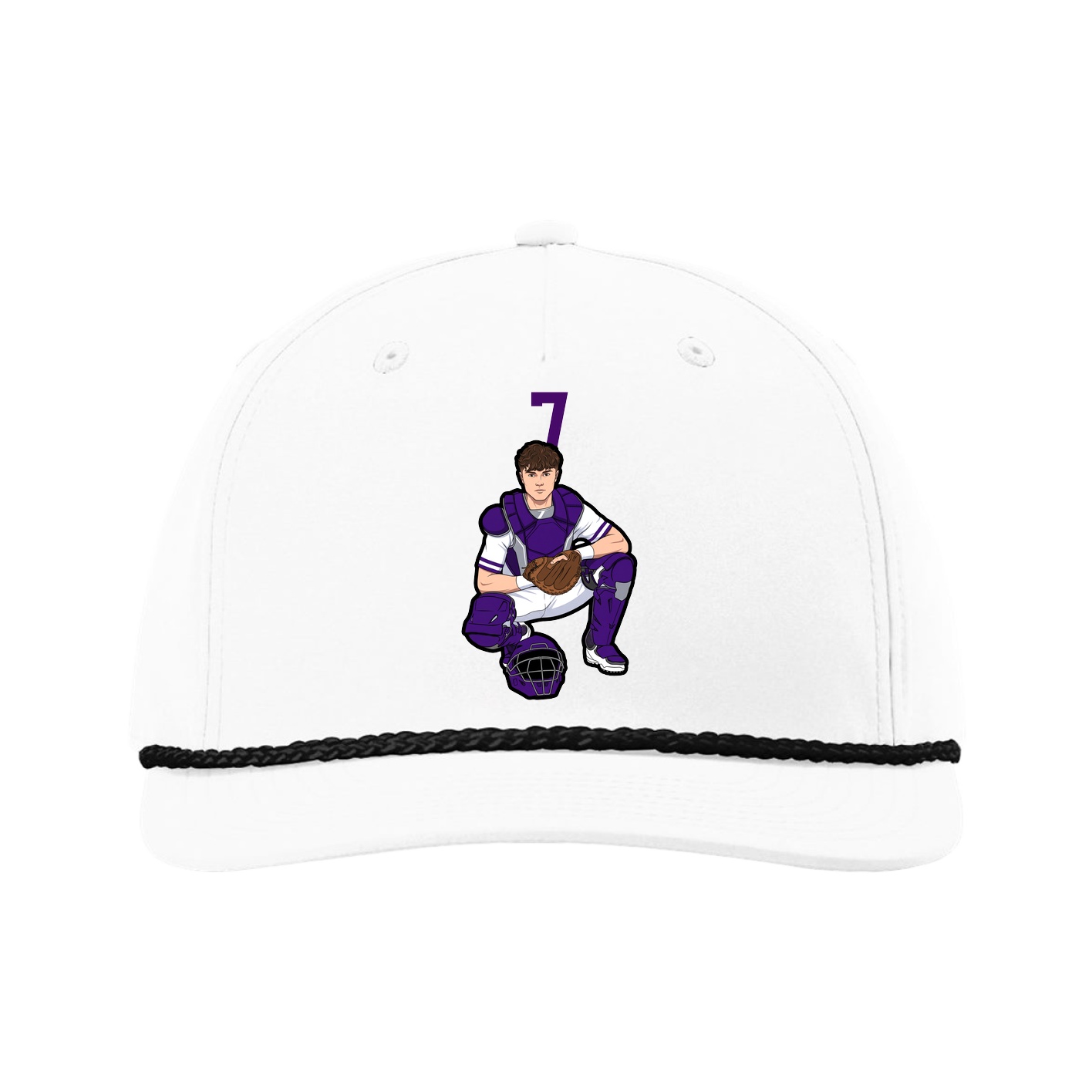 Five-Panel Classic Rope Cap — Number Top in White