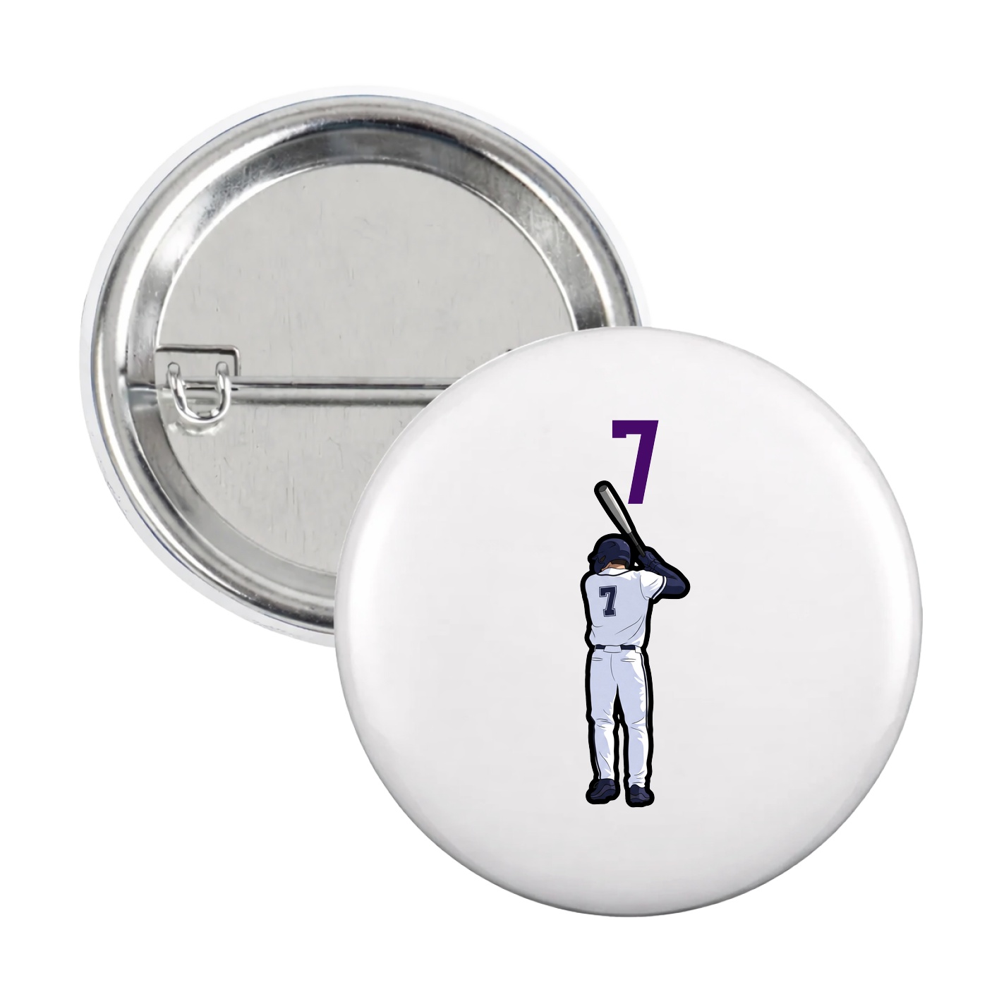 Game Day Button — Number Top in White