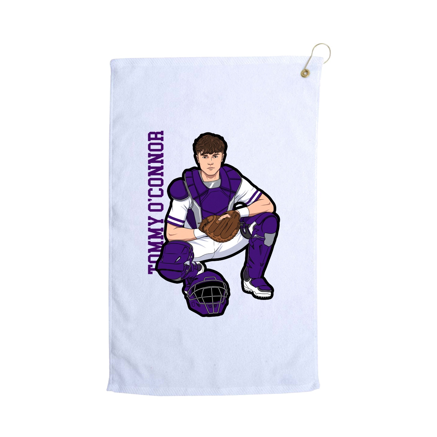 Golf Towel — Name Vertical in White