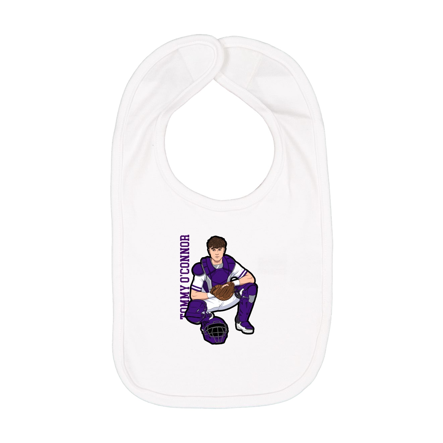 Infant Bib — Name Vertical in White