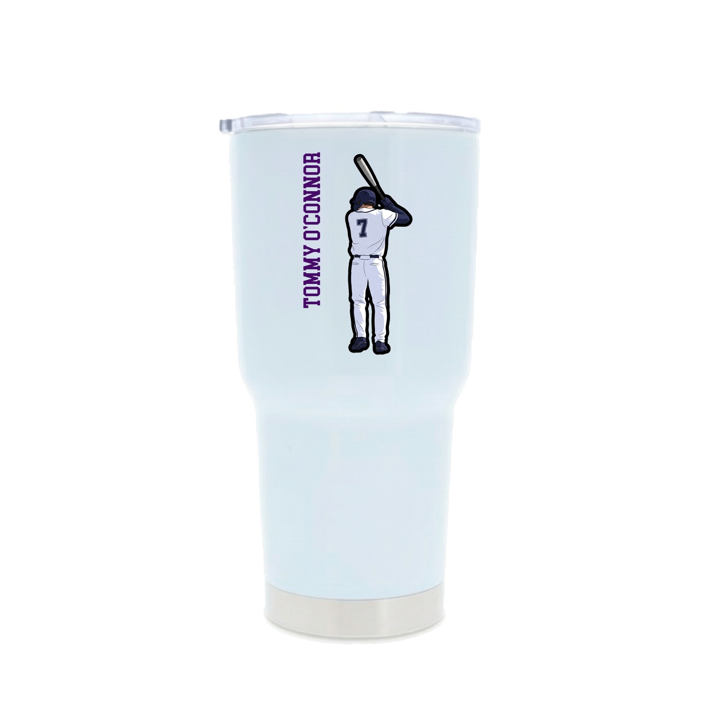 30oz Stainless Steel Tumbler — Name Vertical in White