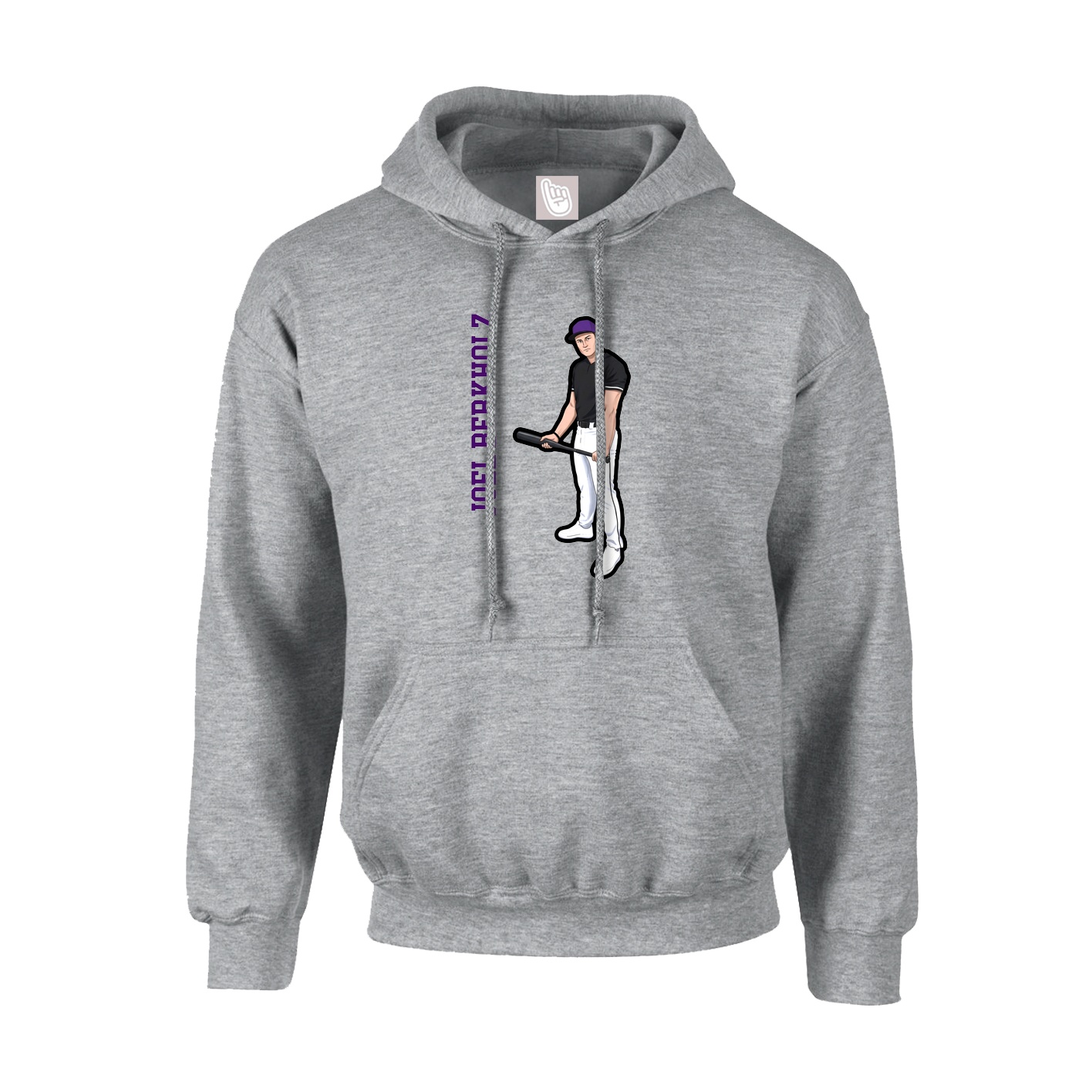 Youth Hoodie — Name Vertical in Grey