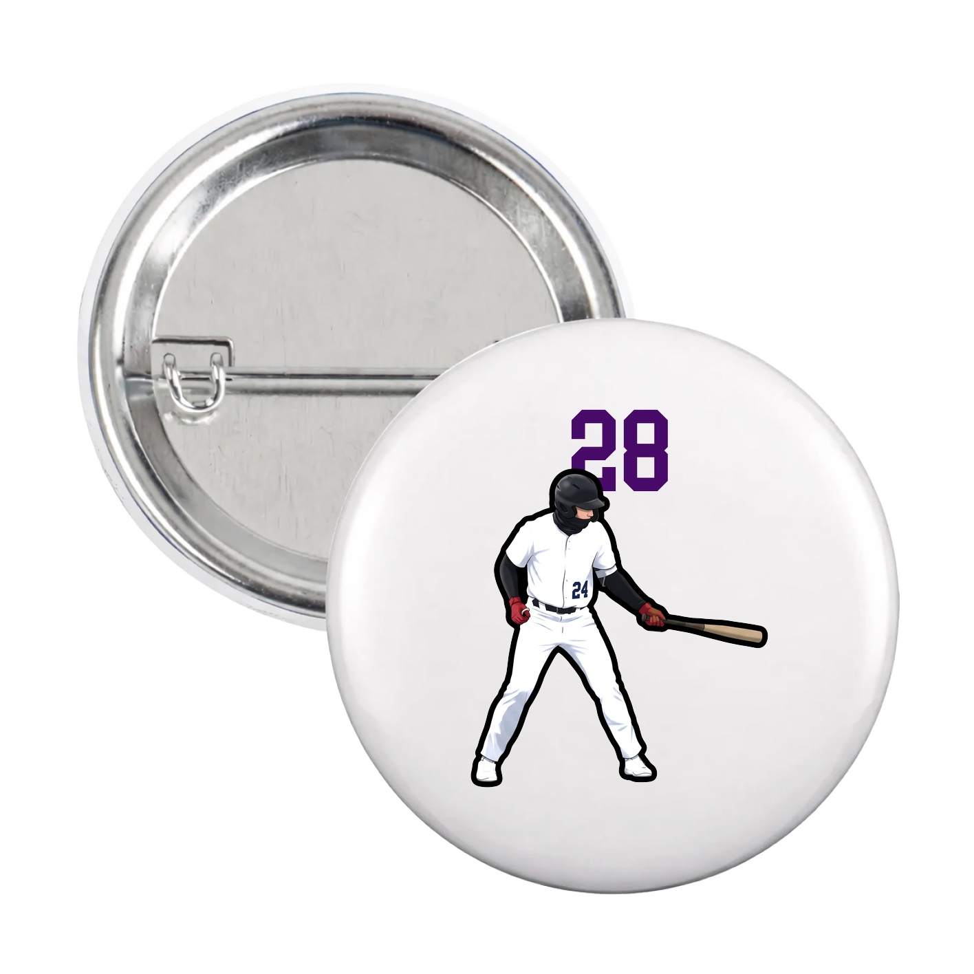 Game Day Button — Number Top in White
