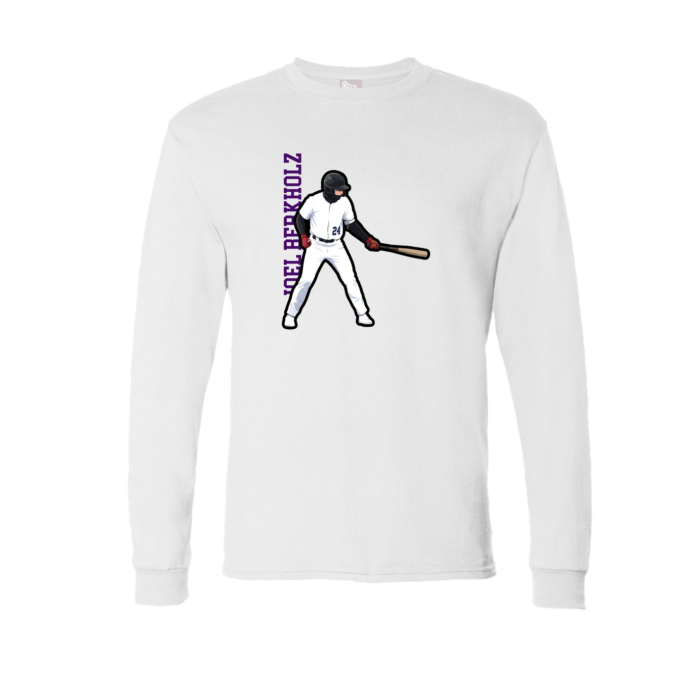 Long Sleeve Tee — Name Vertical in White