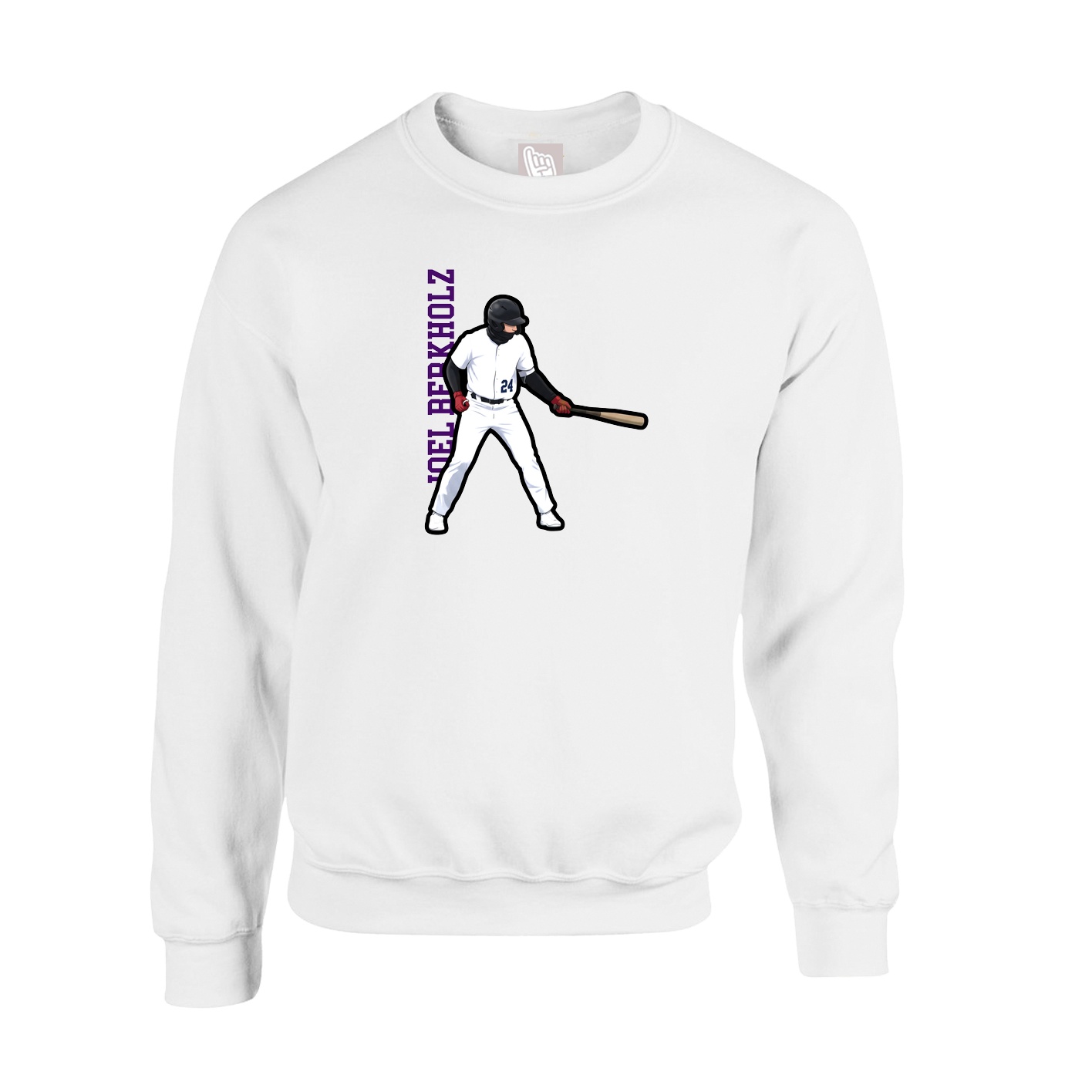 Fleece Crew — Name Vertical in White