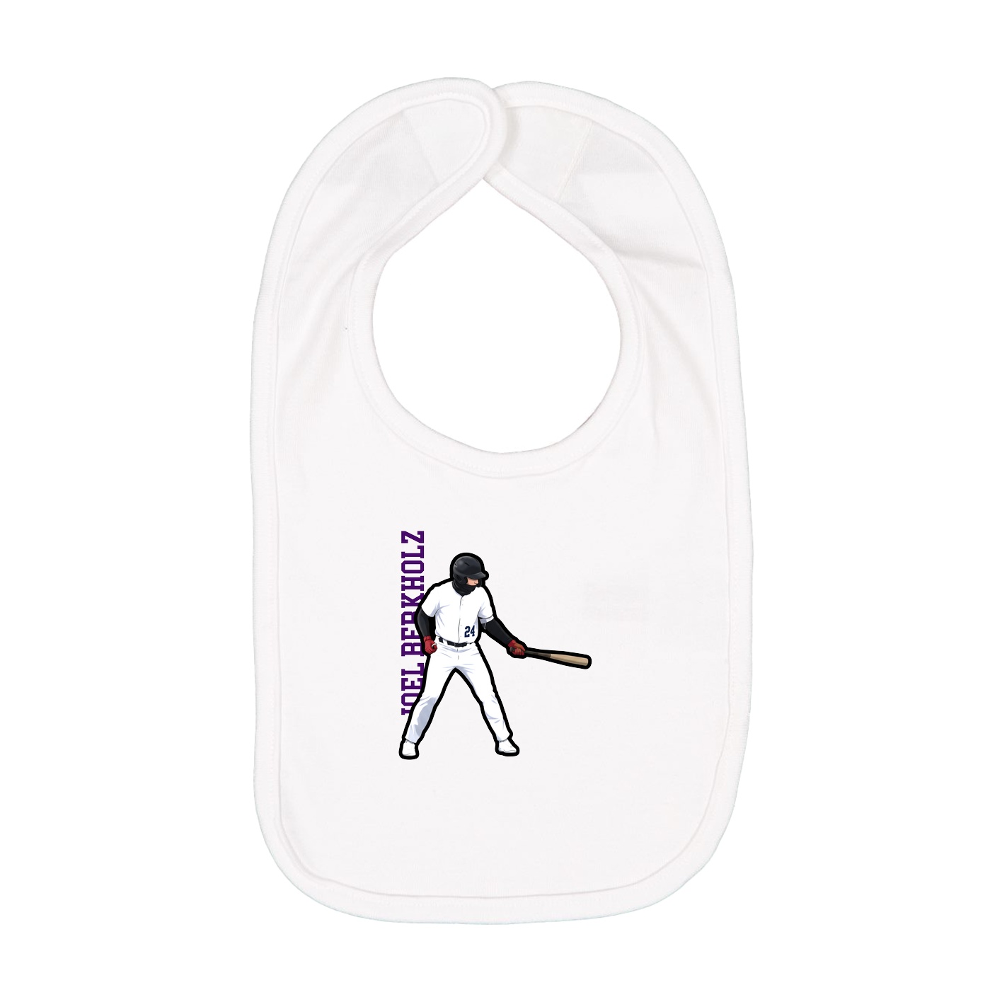 Infant Bib — Name Vertical in White