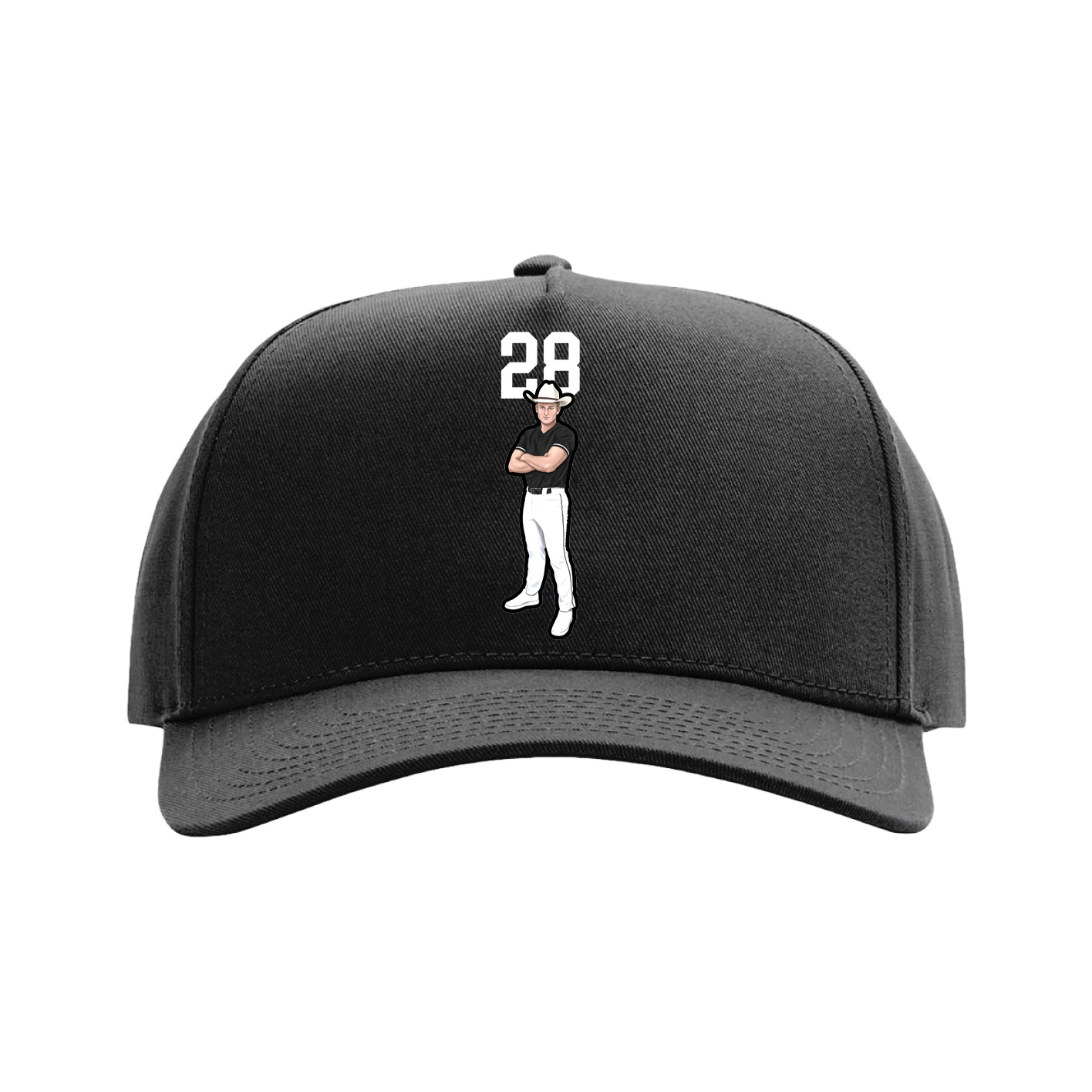 Full Fabric Five-Panel Champ Cap — Number Top in Black