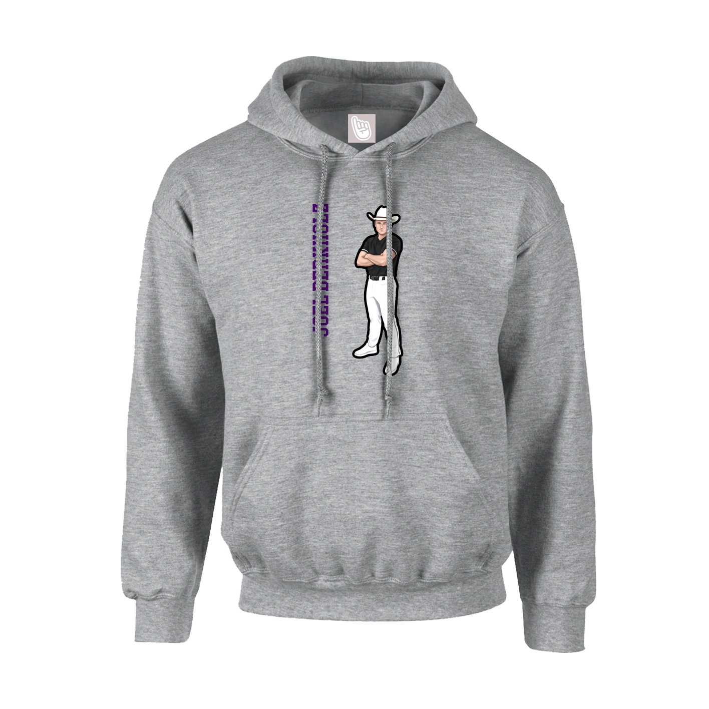 Hoodie — Name Vertical in Grey