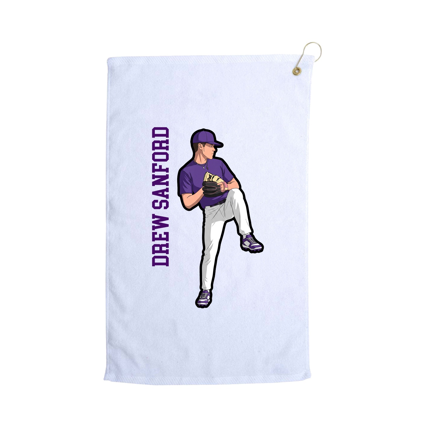 Golf Towel — Name Vertical in White
