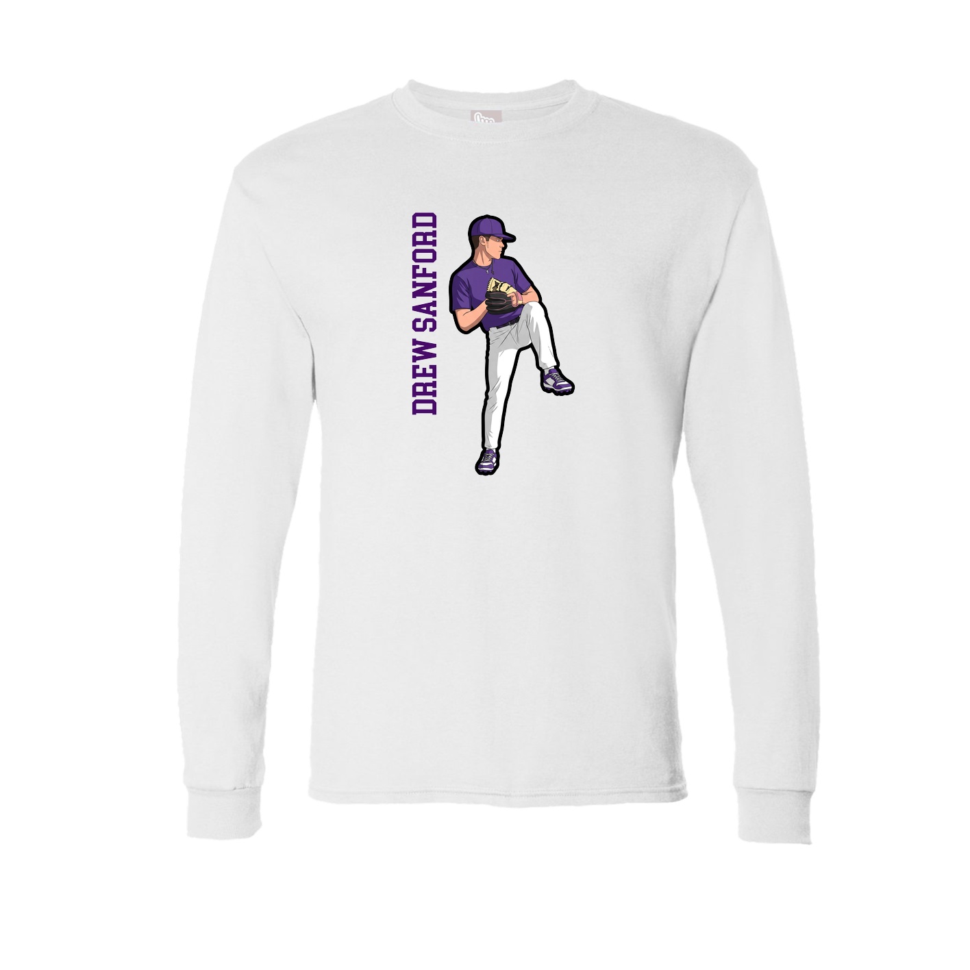 Long Sleeve Tee — Name Vertical in White