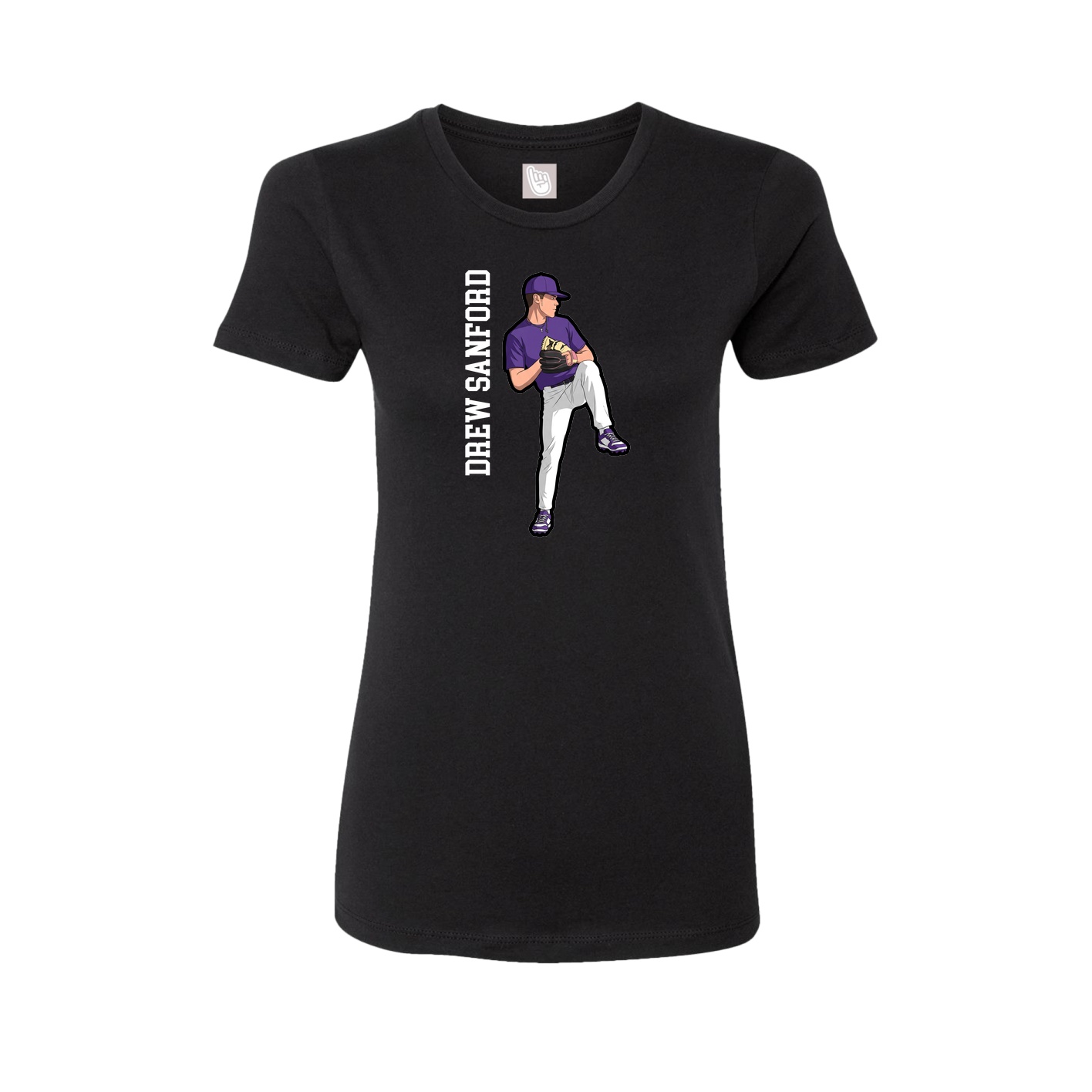 Womens Tee — Name Vertical in Black