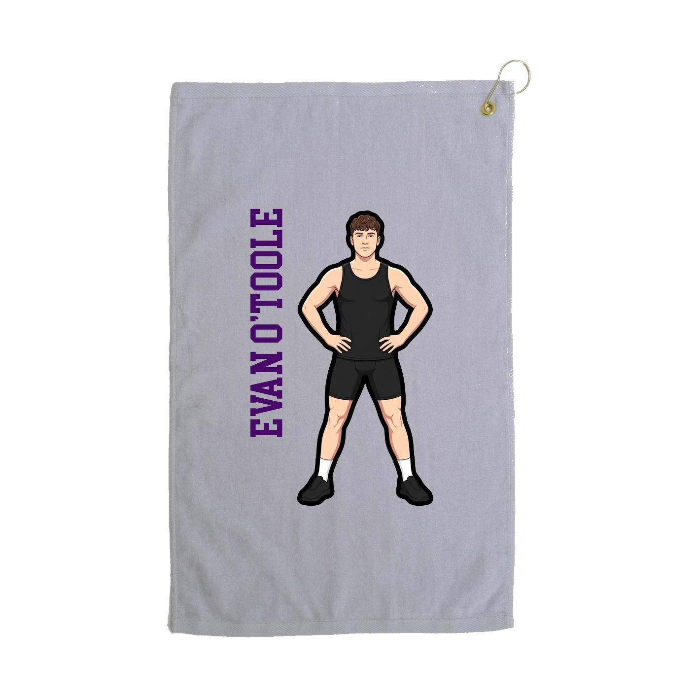 Golf Towel — Name Vertical in Grey