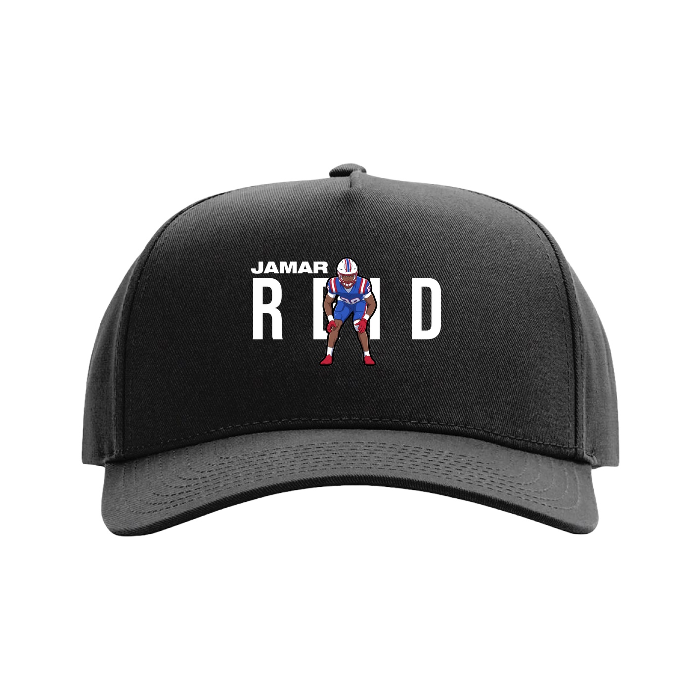 Full Fabric Five-Panel Champ Cap — Player Name in Black