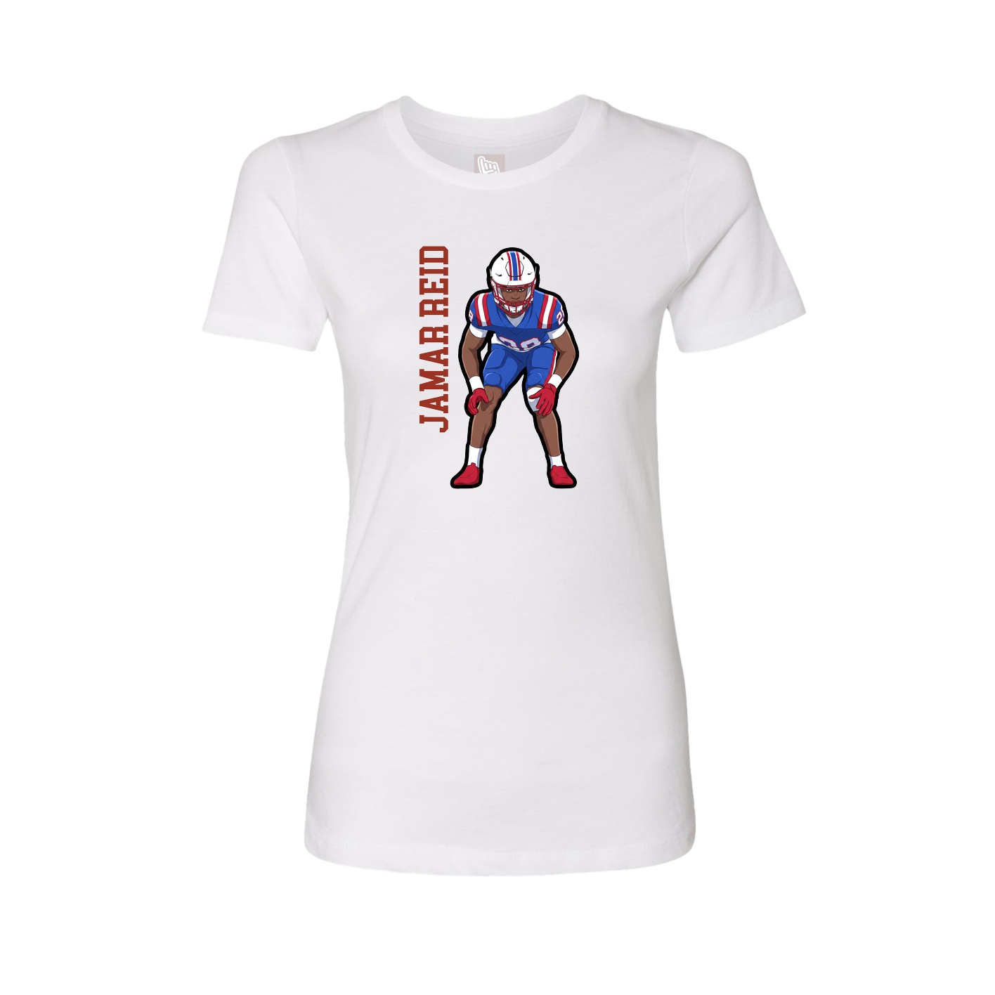Fitted Women's Tee — Name Vertical in White