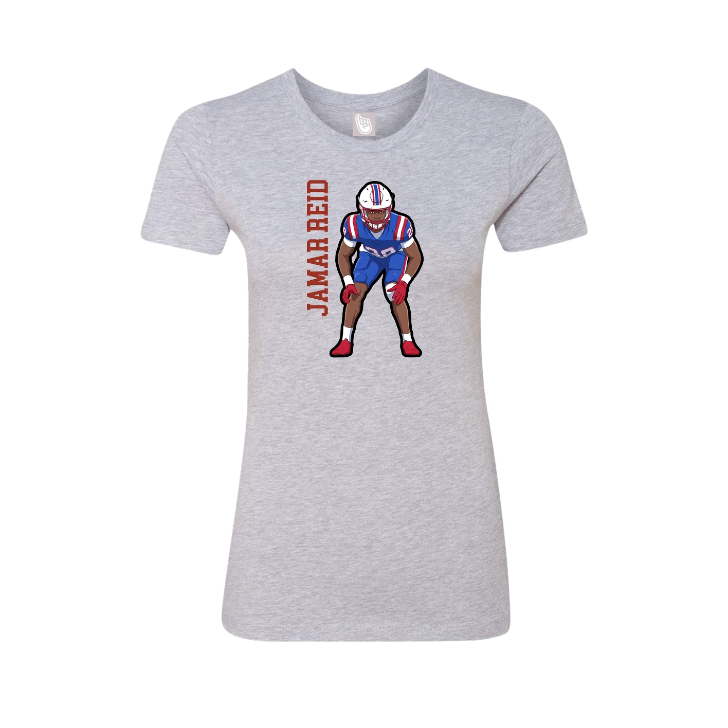 Fitted Women's Tee — Name Vertical in Grey