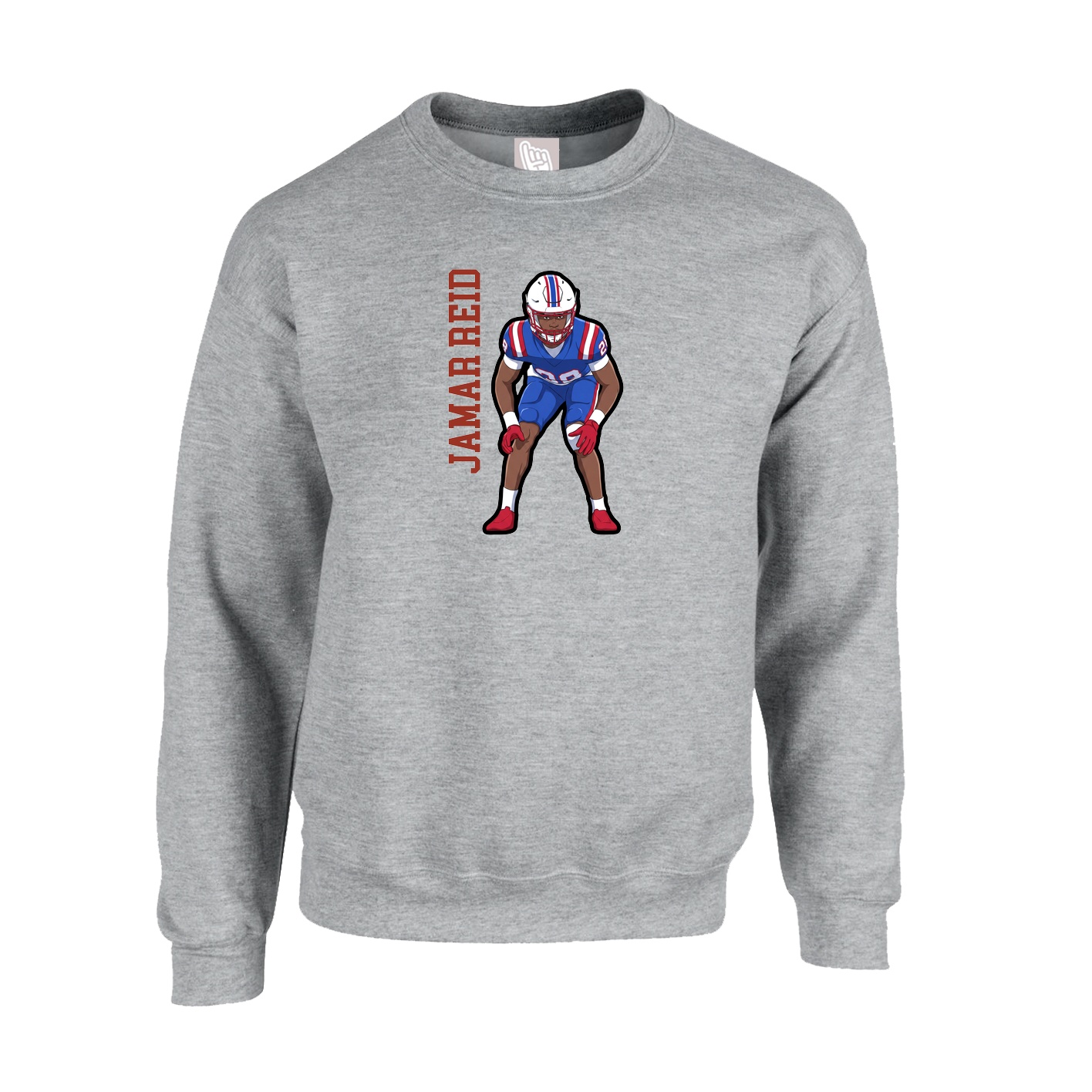 Fleece Crew — Name Vertical in Grey
