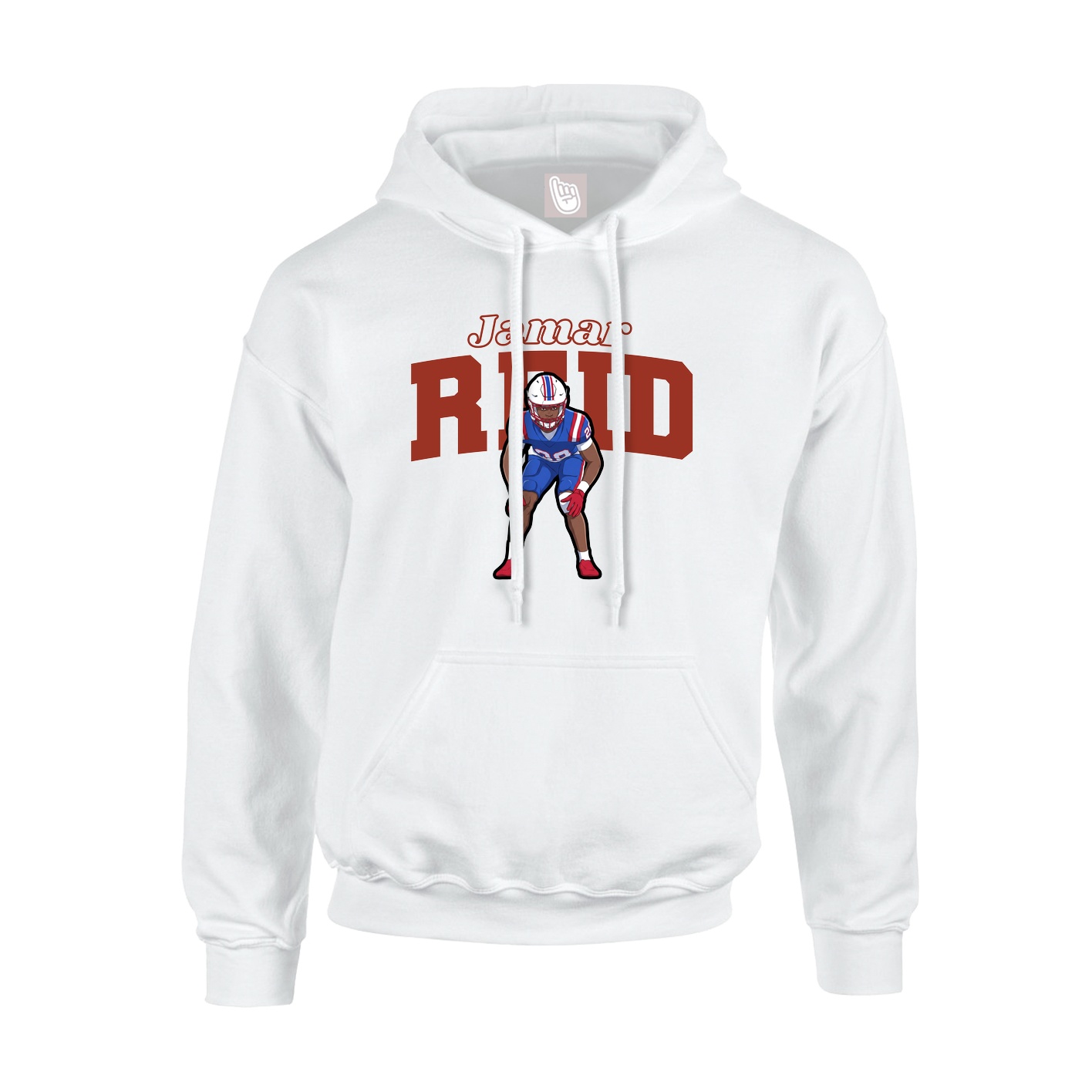 Youth Hoodie — Name Arch in White