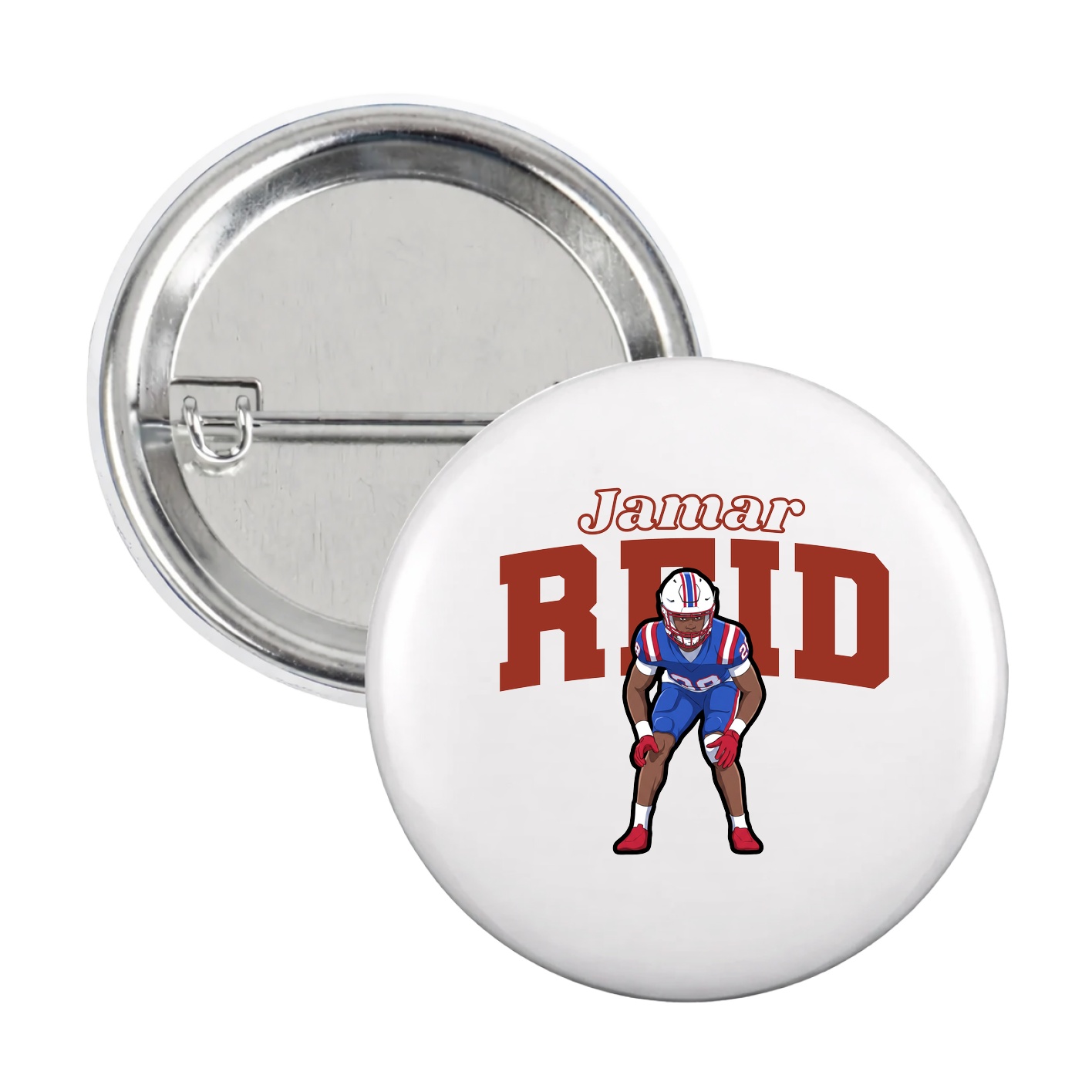 Game Day Button — Name Arch in White