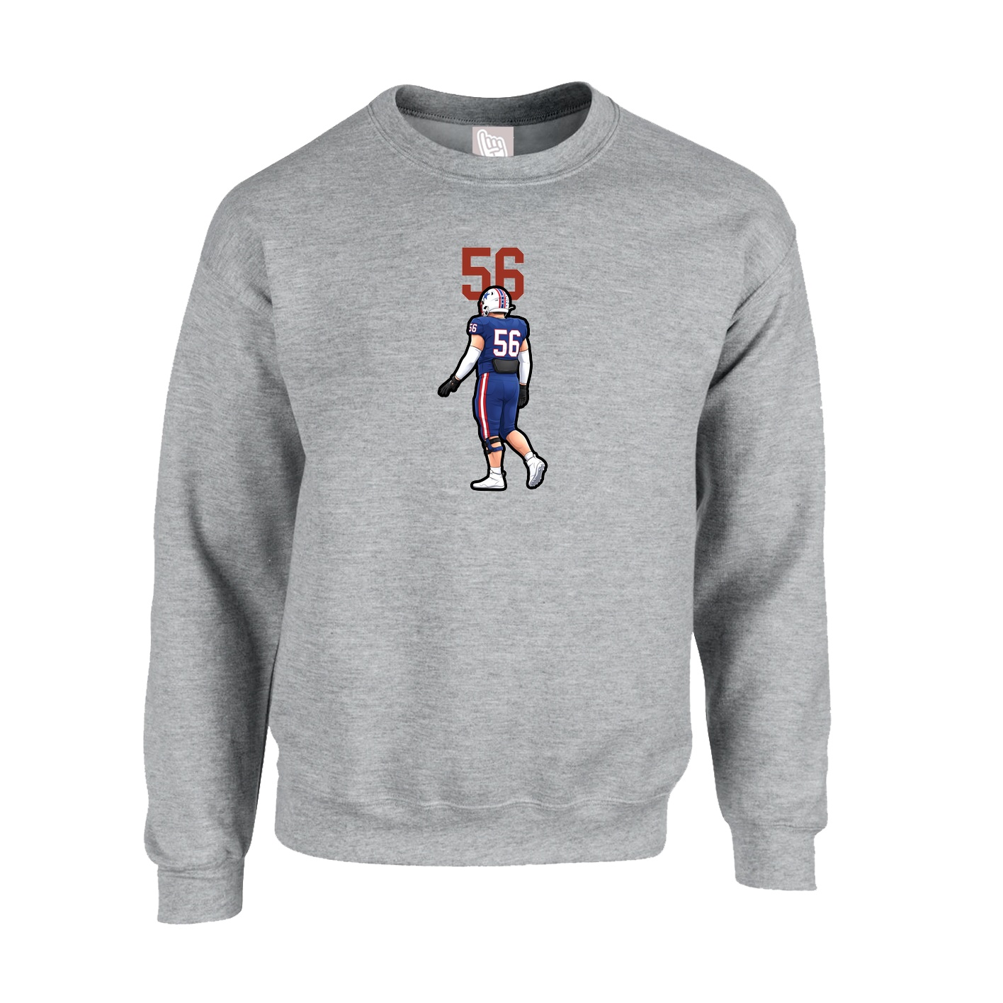 Fleece Crew — Number Top in Grey