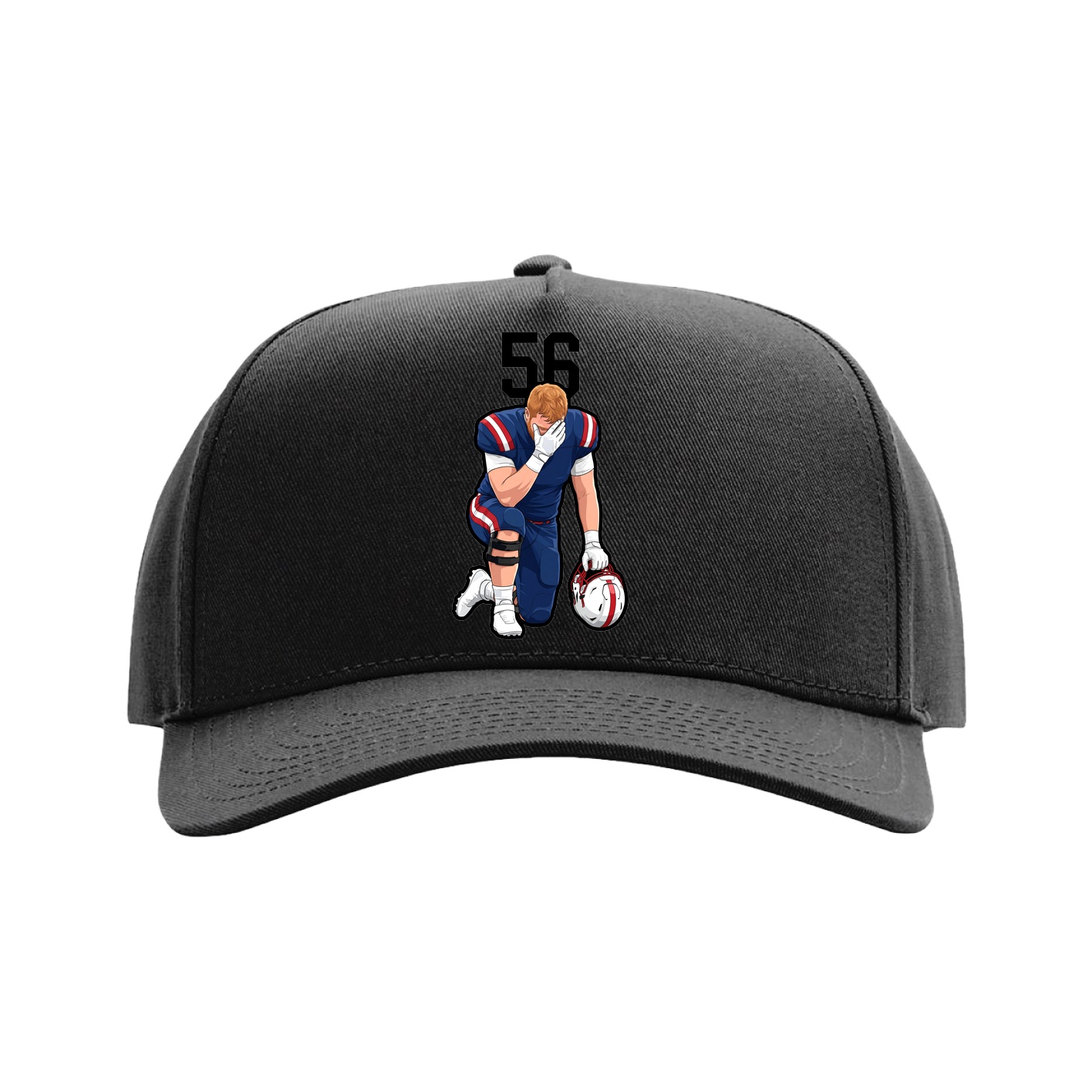 Full Fabric Five-Panel Champ Cap — Number Top in Black