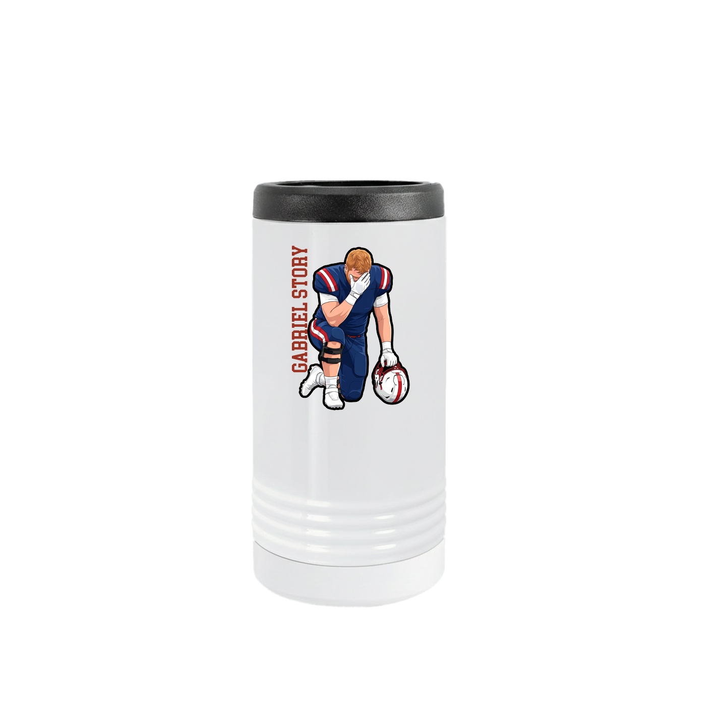 Slim Beverage Holder — Name Vertical in White